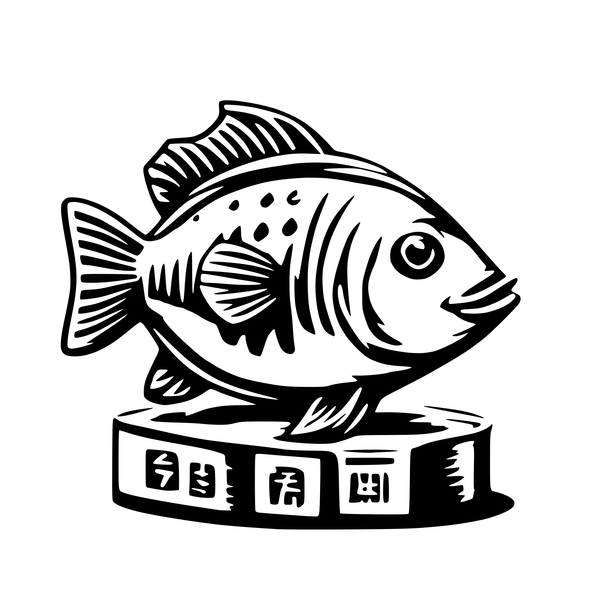 AI-generated SVG of a fish with money