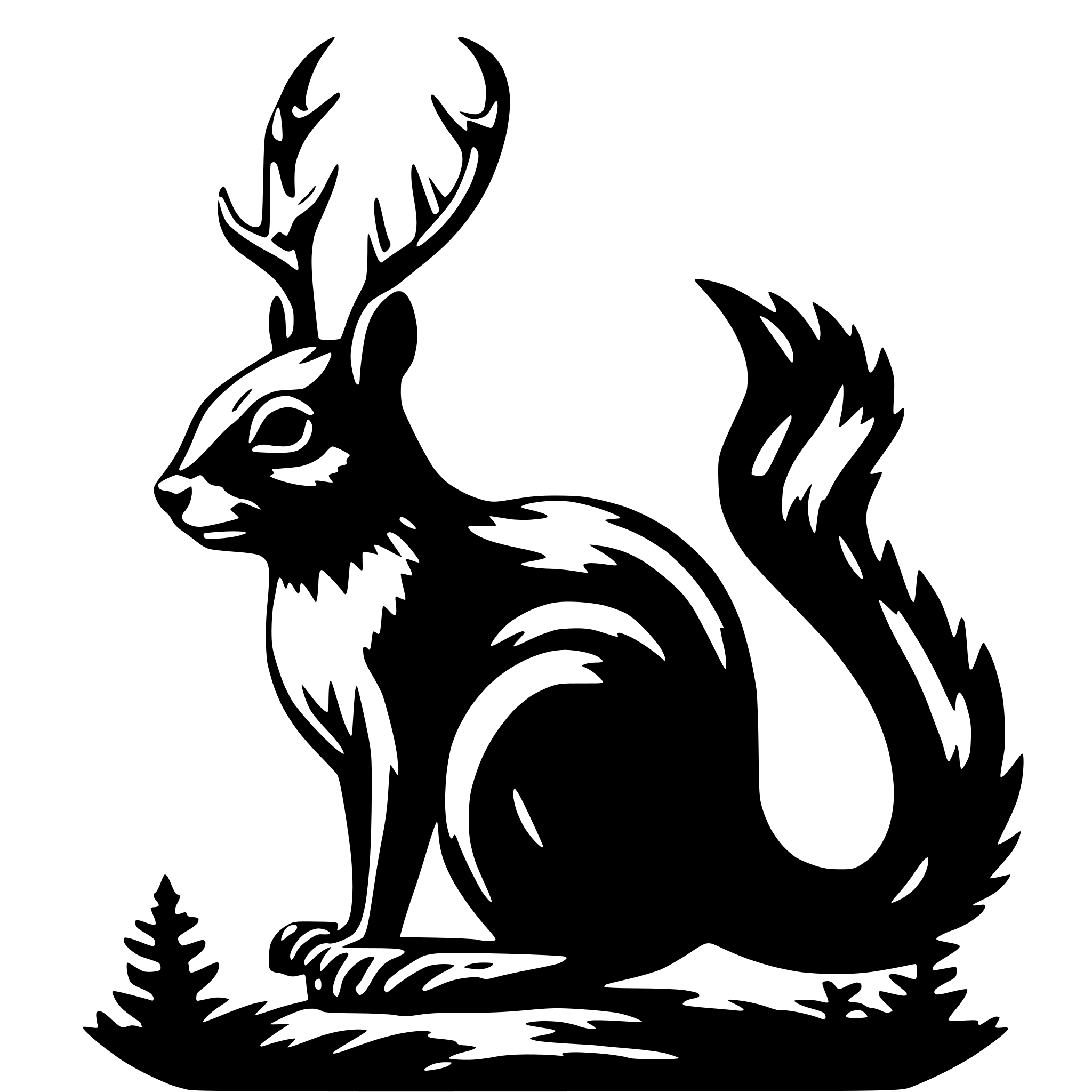 AI-generated SVG of 'squirrel with big antlers'