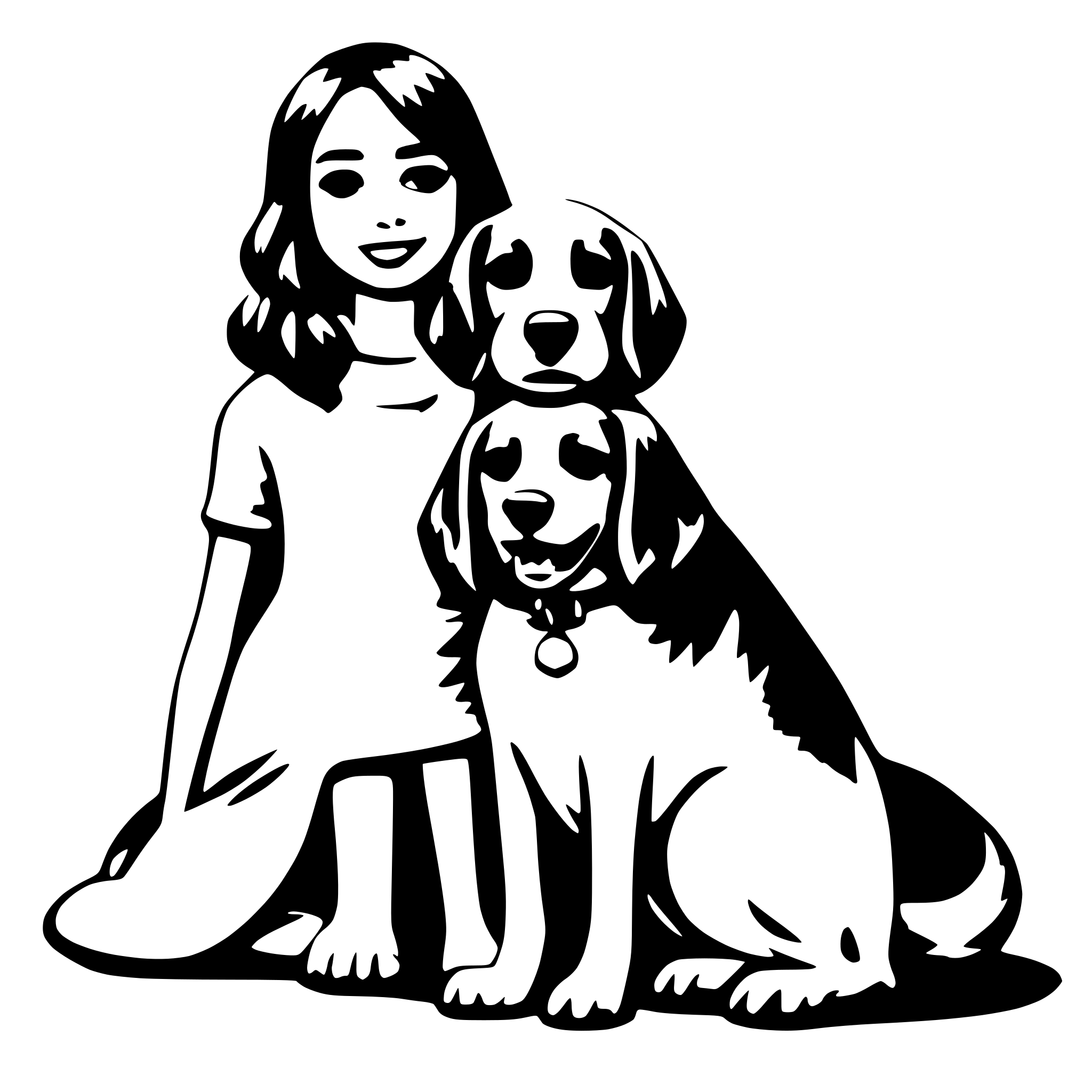 AI-generated SVG of 'girl width a dog'