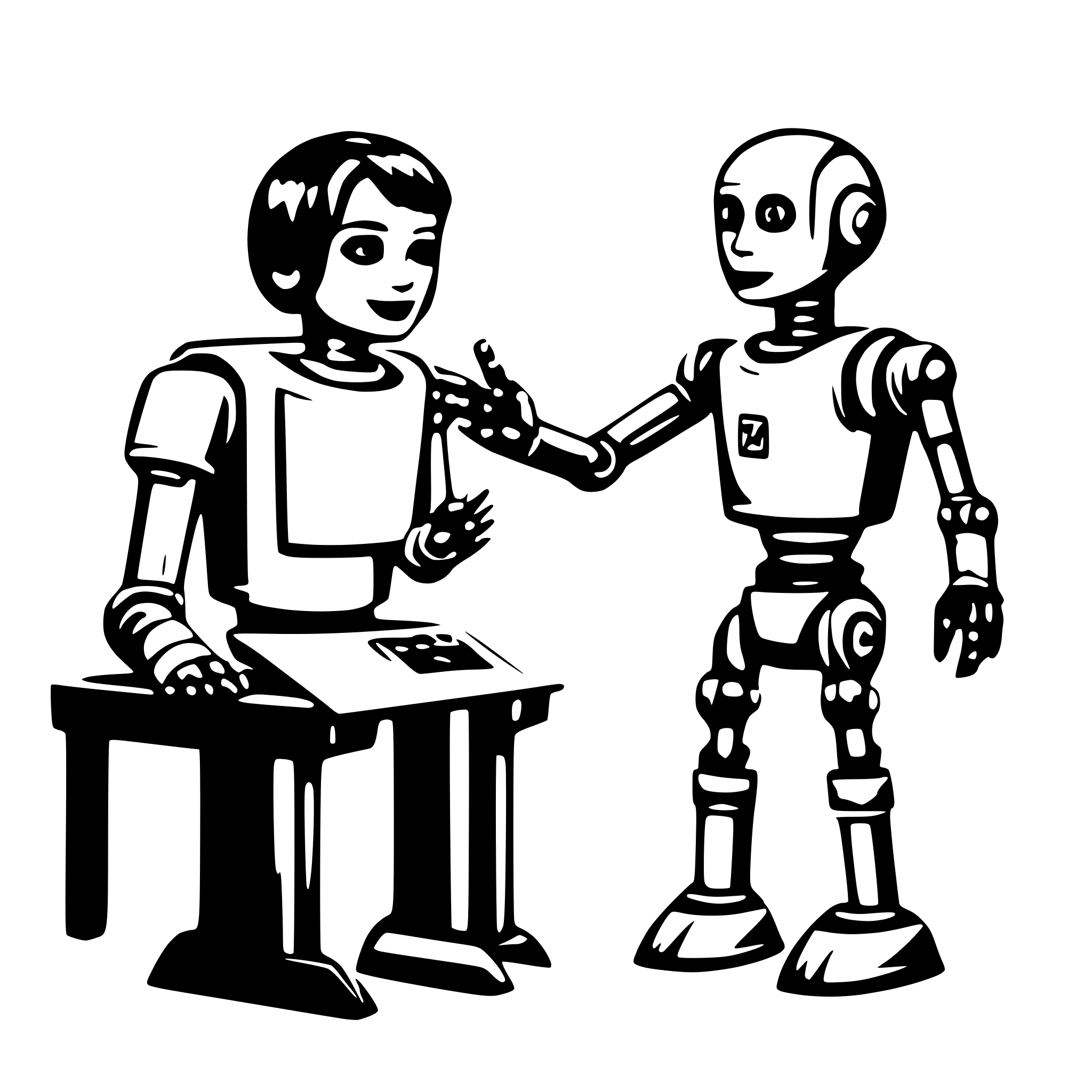 AI-generated SVG of a A ai robot is teacher teaching human