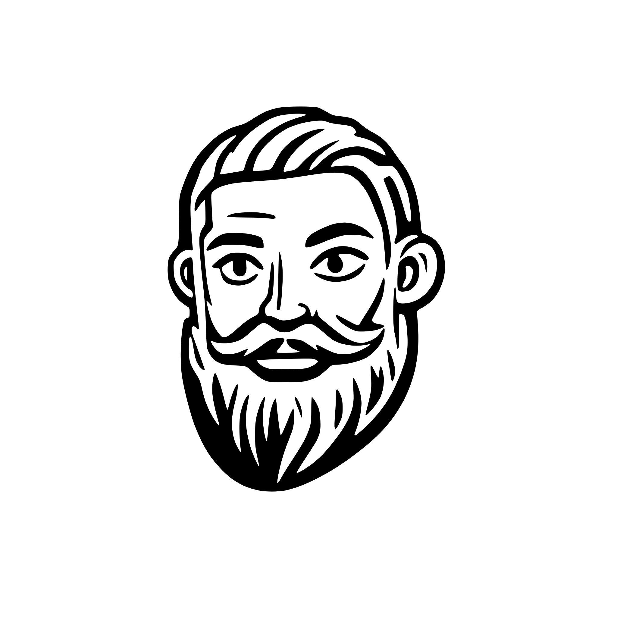 AI-generated SVG of a create demosthenes greek face with beard,  logo style