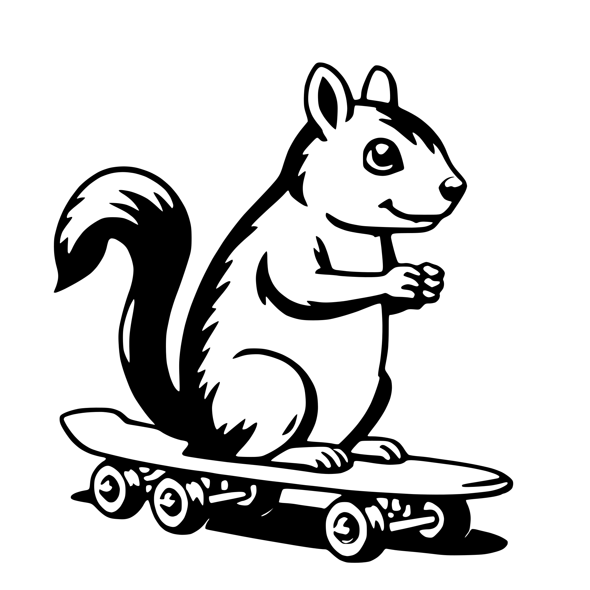 AI-generated SVG of a squirrel with skateboard