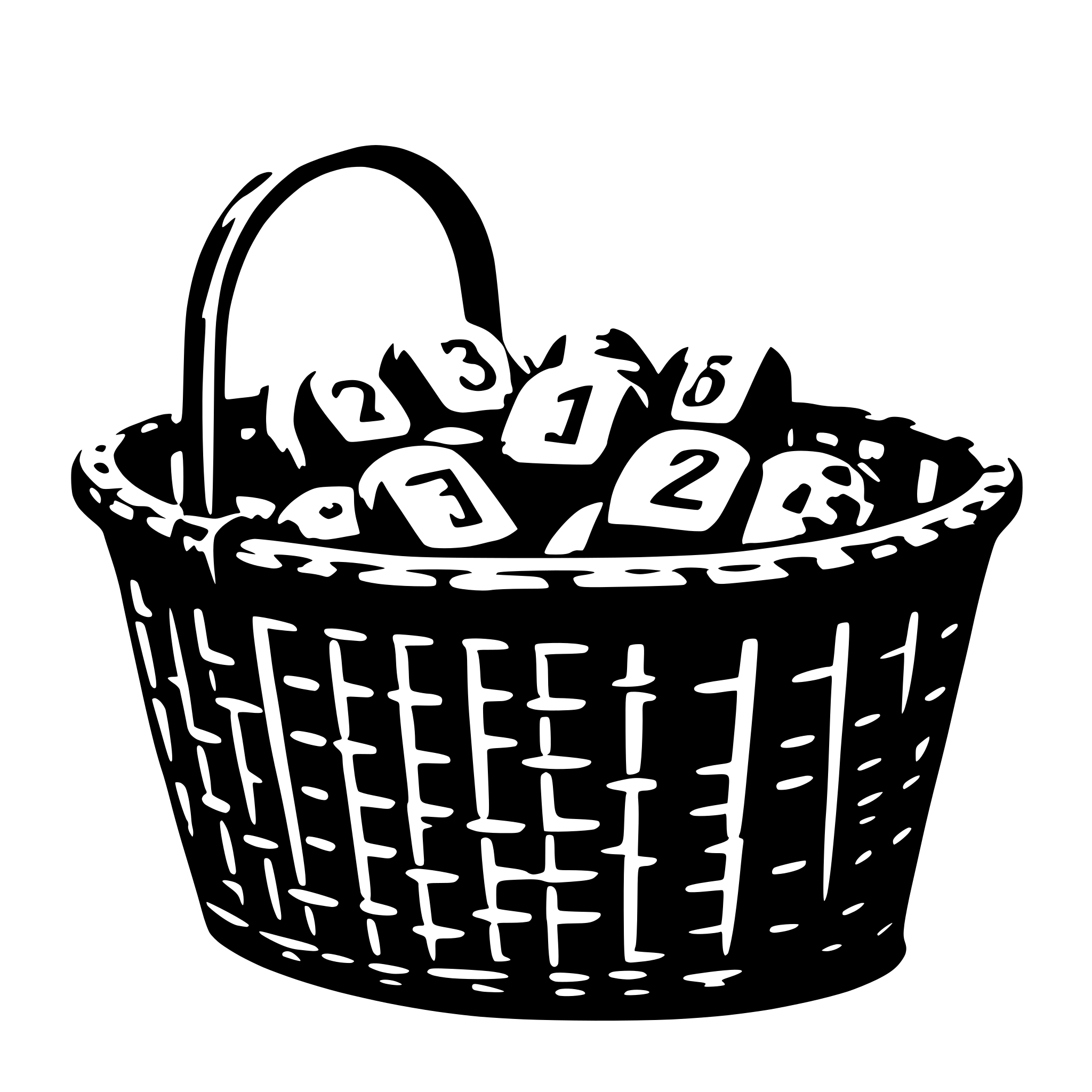 AI-generated SVG of a a black basket with even numbers written on it