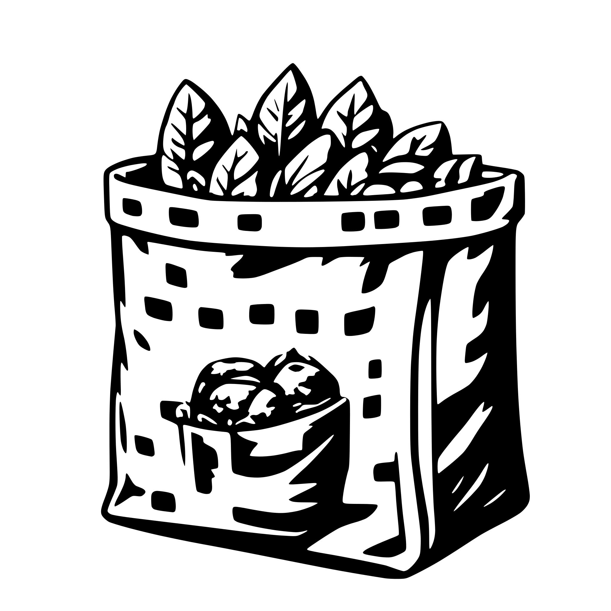 AI-generated SVG of a mesh bag with groceries