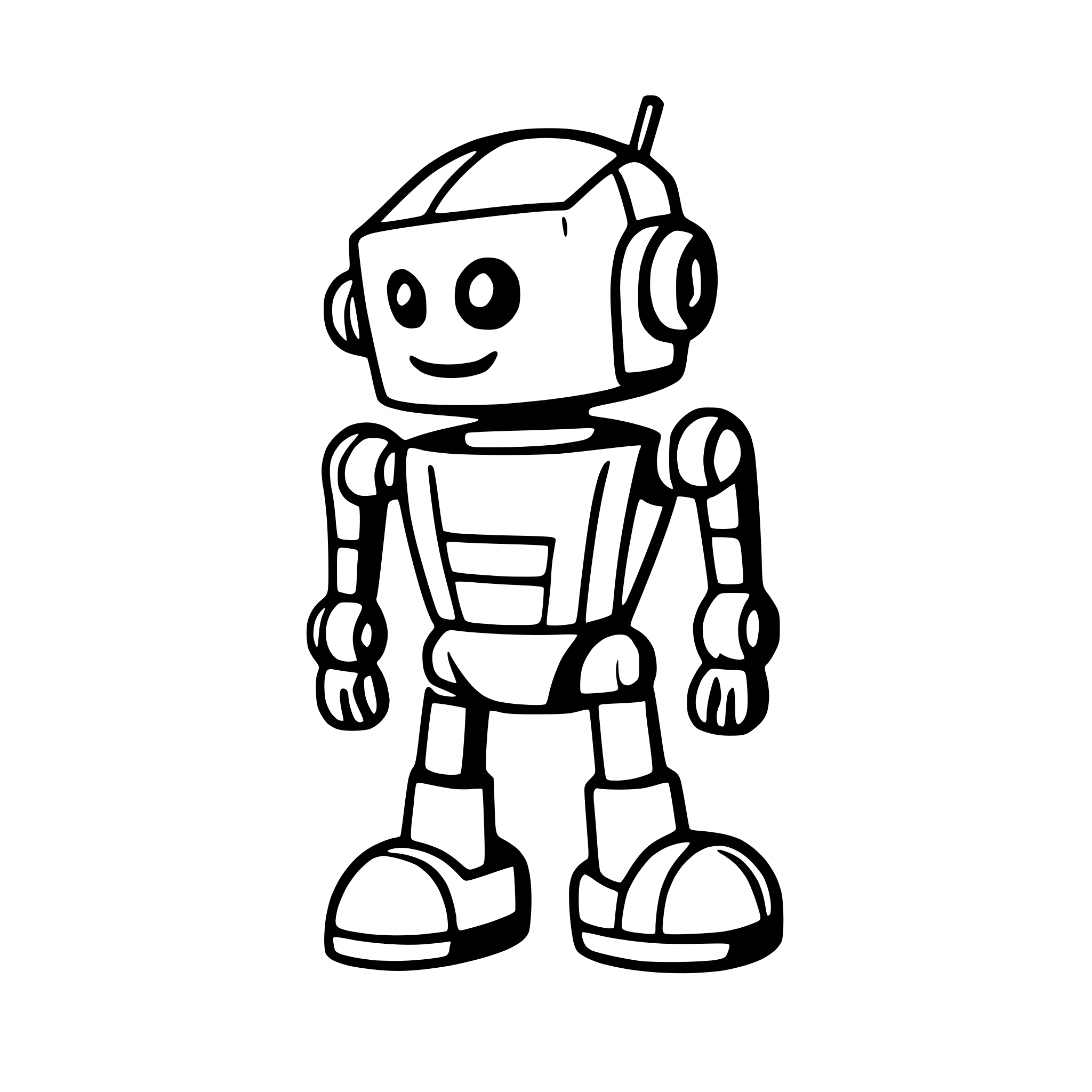 AI-generated SVG of a 2D outline of production robot