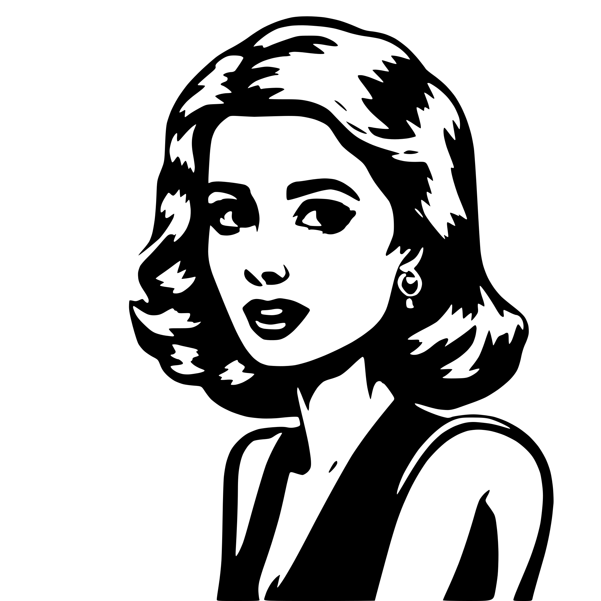 AI-generated SVG of 'pop art woman speaking'