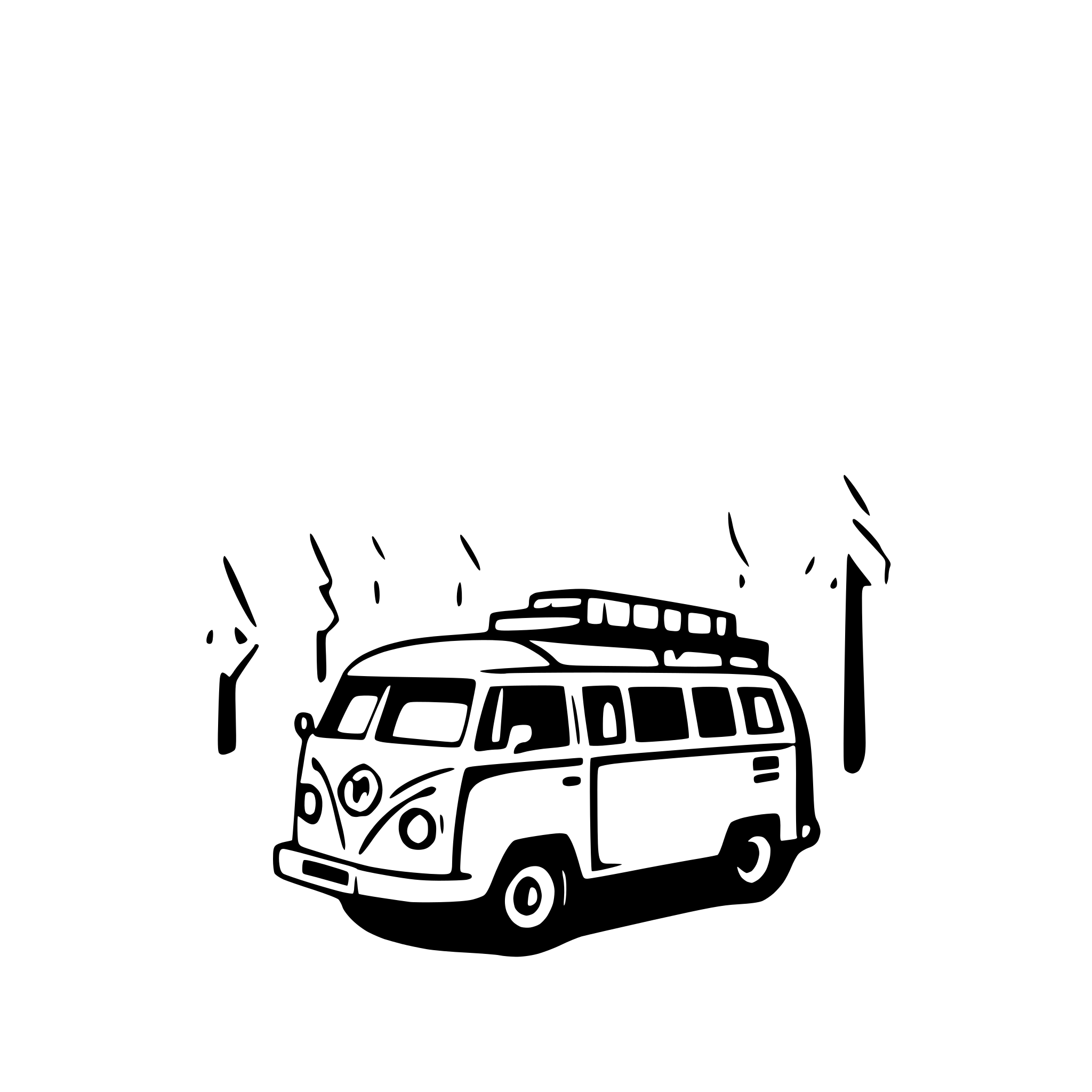 AI-generated SVG of a camper van in a forest