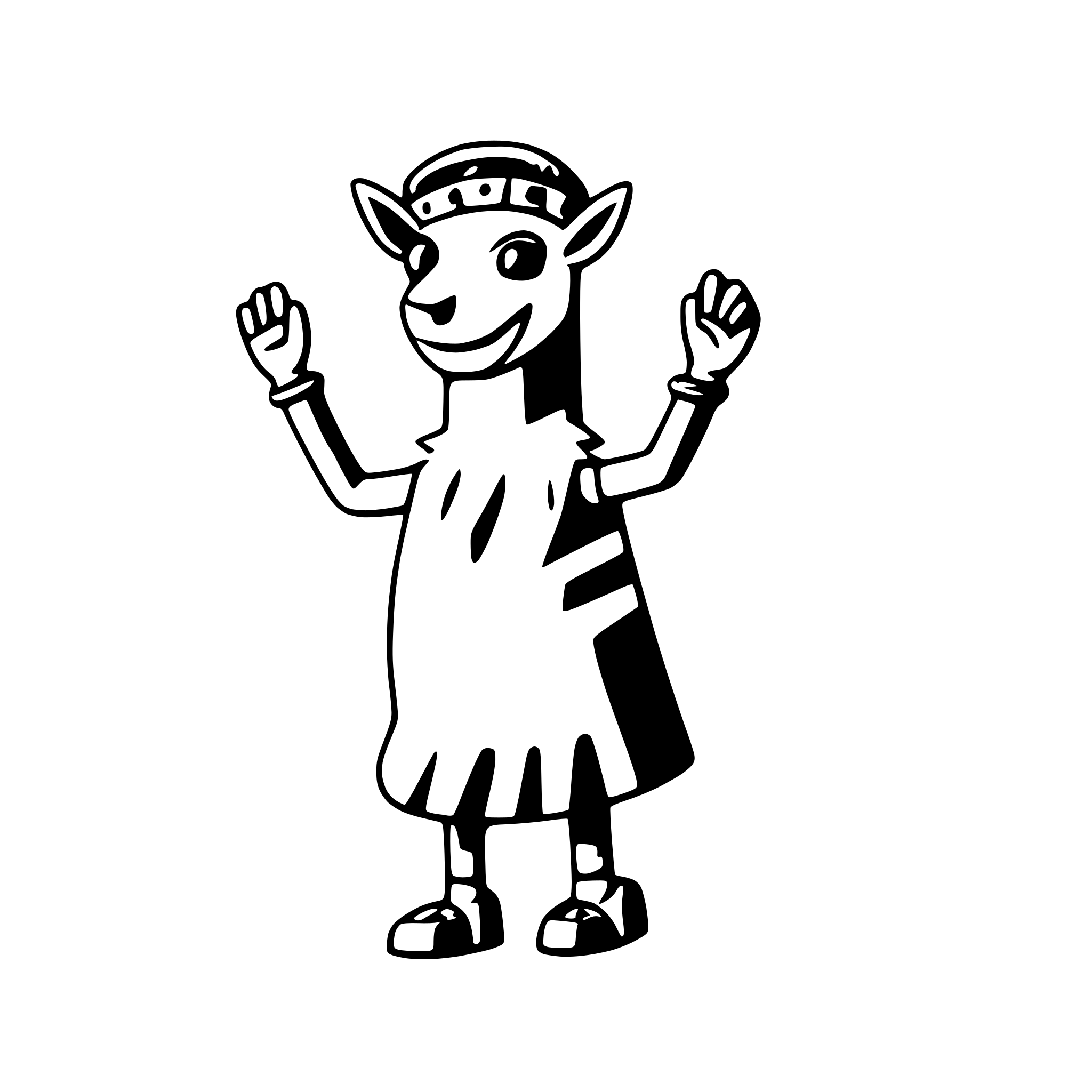 AI-generated SVG of a a dancing llama with a tambourine