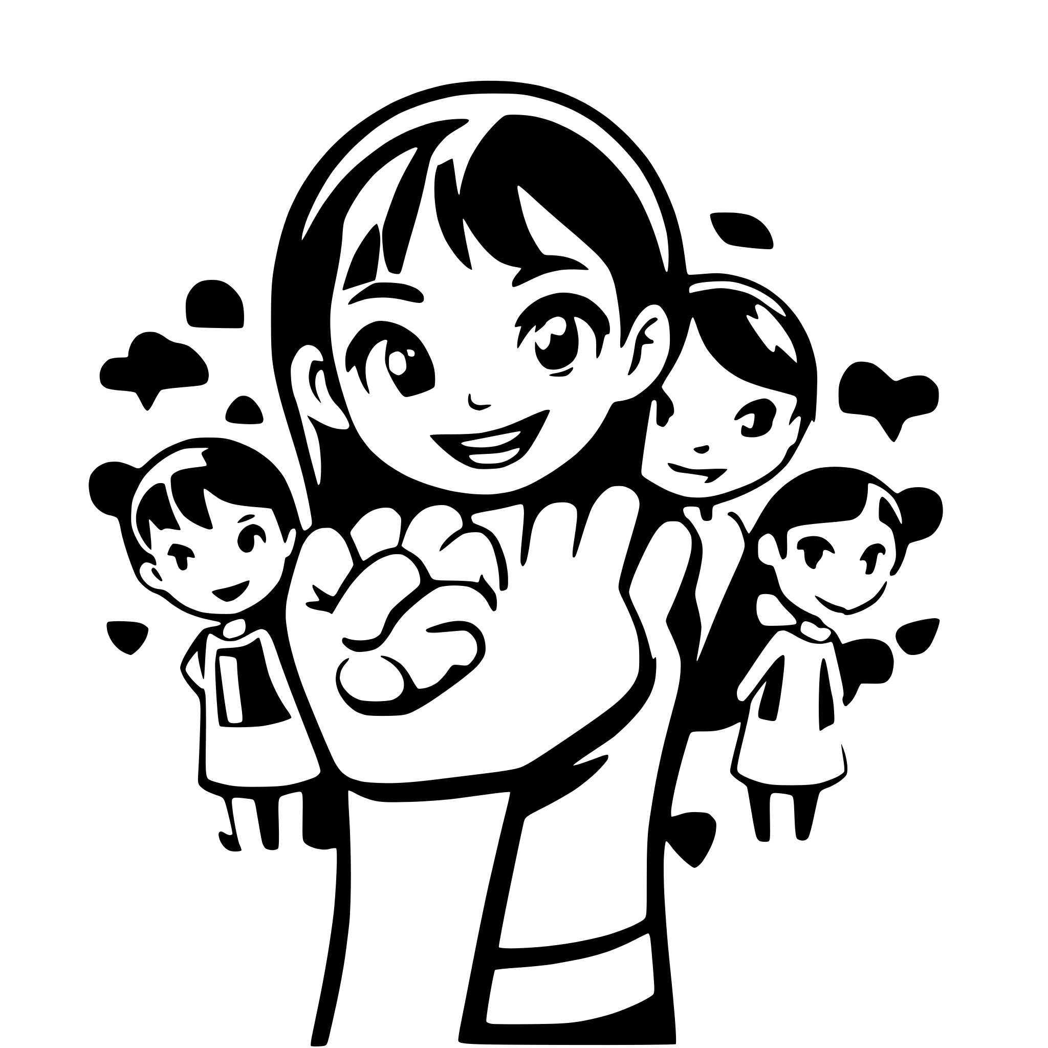 AI-generated SVG of a 12 boys and girls holdng hands