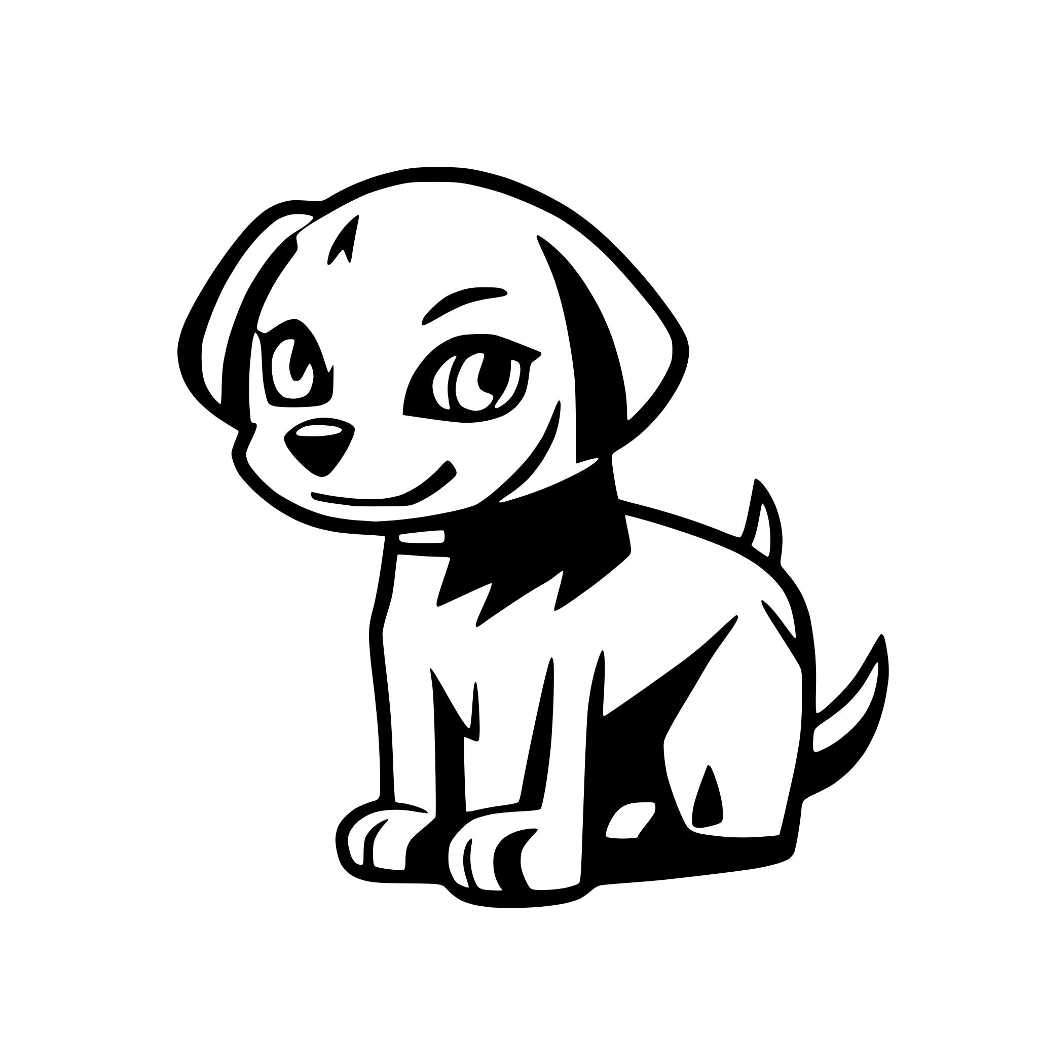 AI-generated SVG of 'dog with wagging tail'