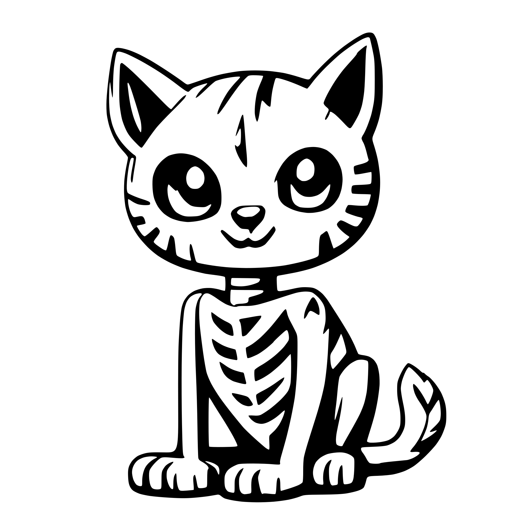 AI-generated SVG of a Generate a skeleton in the shape of a cat.