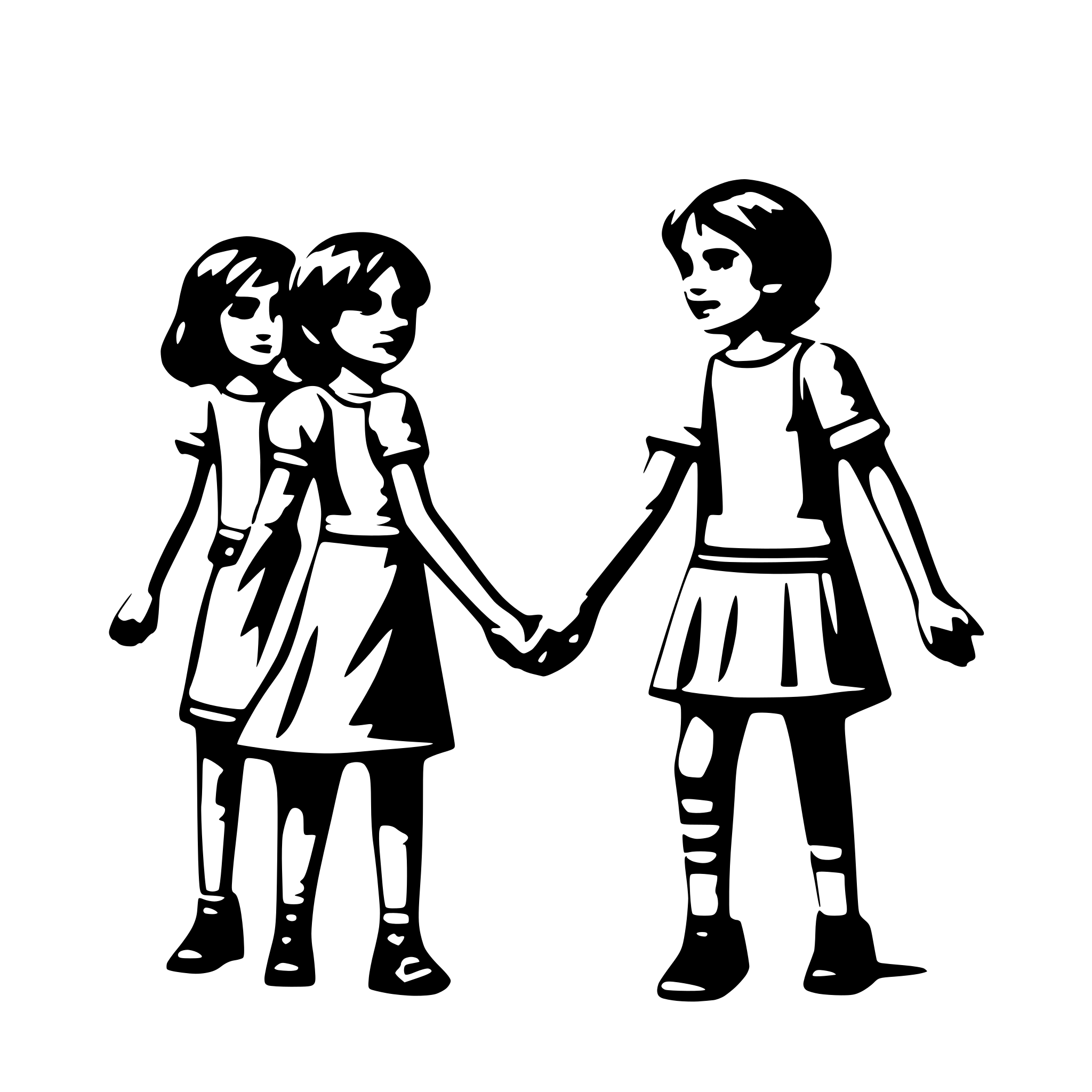 AI-generated SVG of a girls and boys forming a line and holding hands