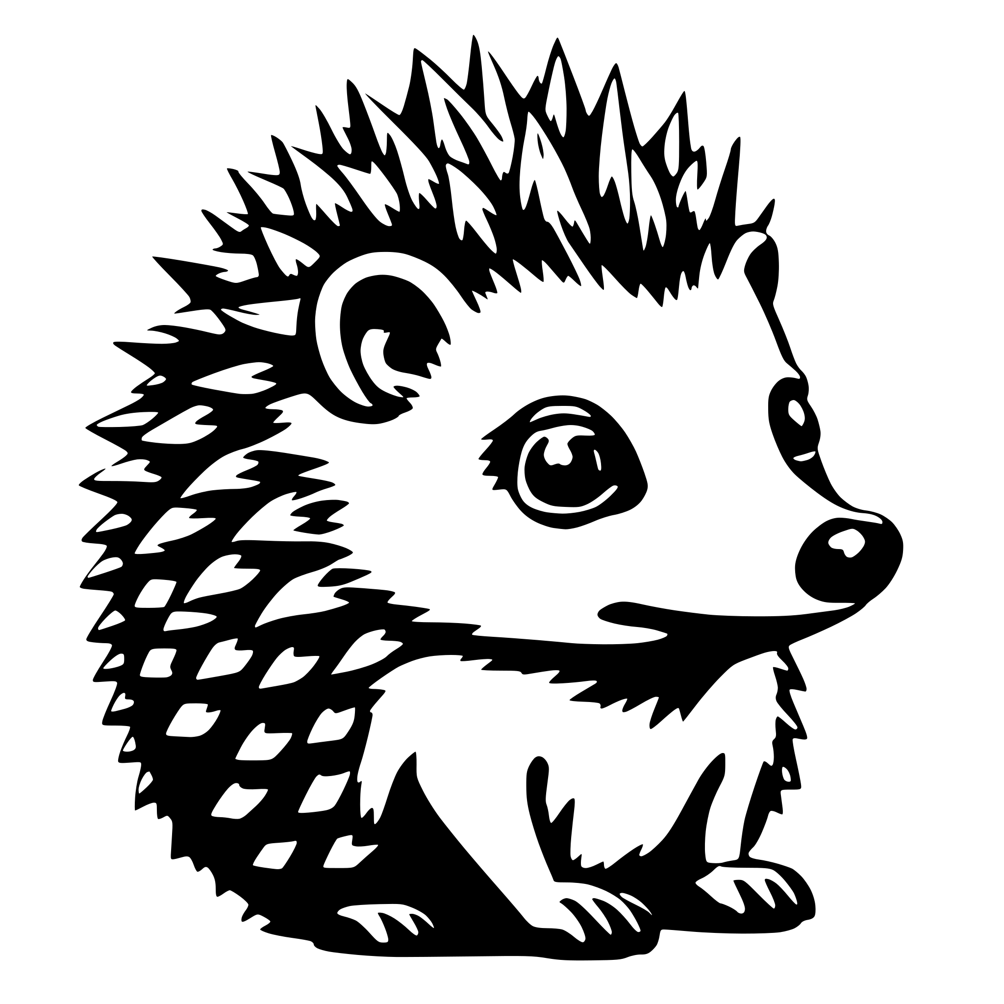 AI-generated SVG of 'hedgehog cute animal displaying spikes'