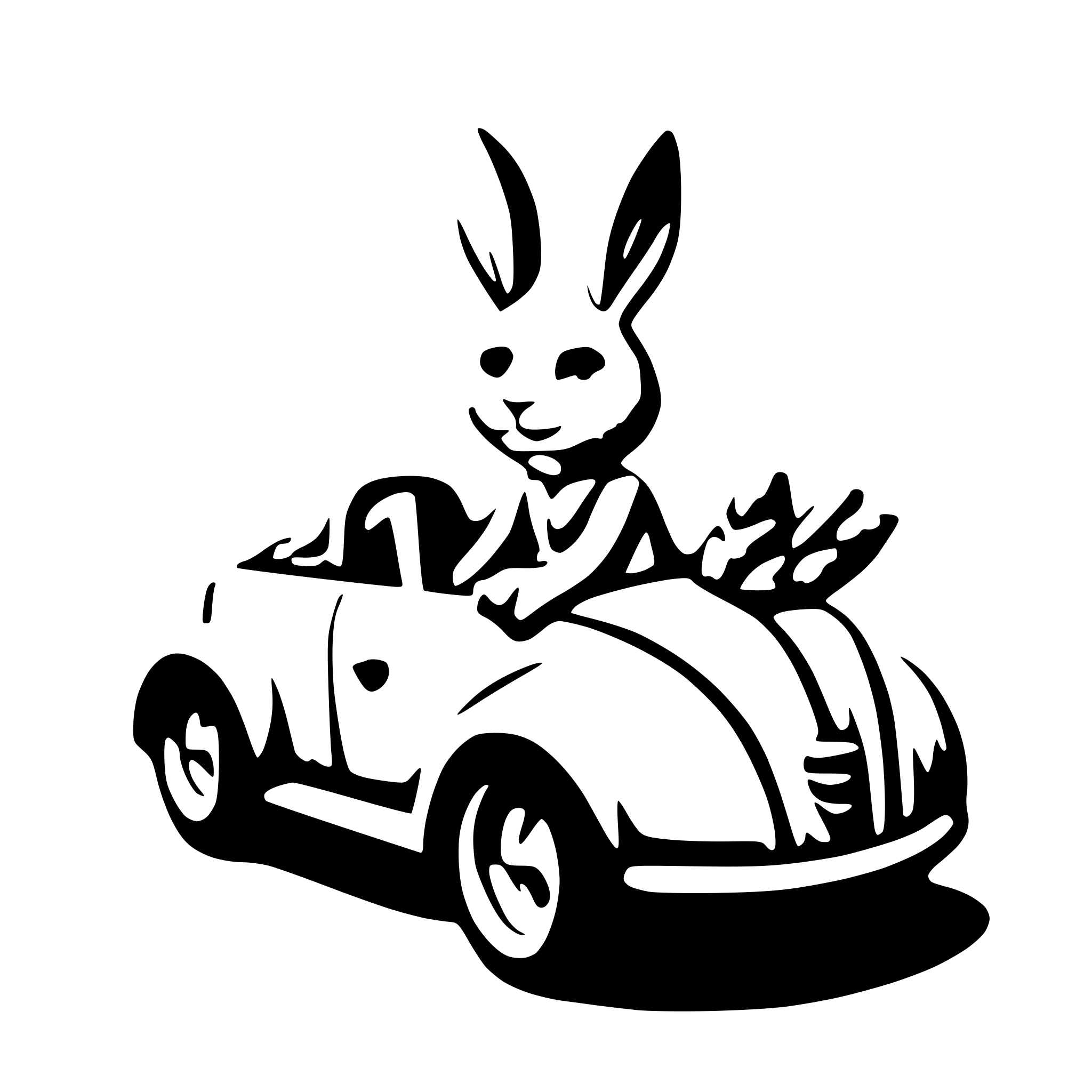 AI-generated SVG of a Cute bunny driving carrot car
