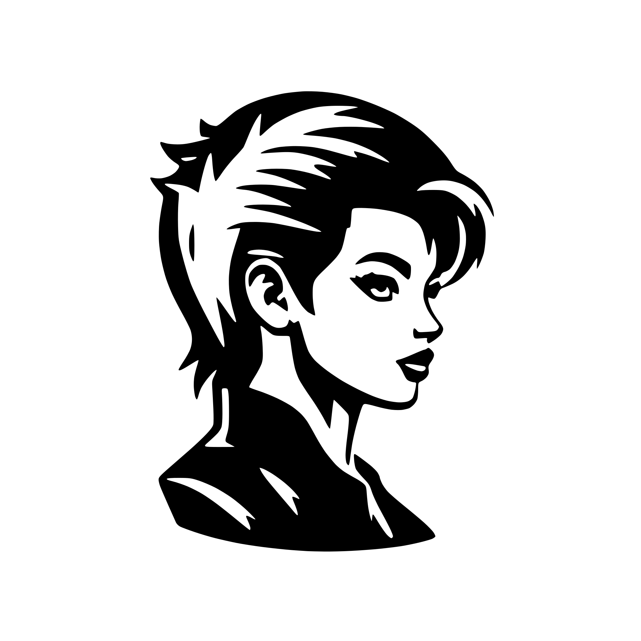 AI-generated SVG of a elvis hair silhouette, minimalistic logo, side