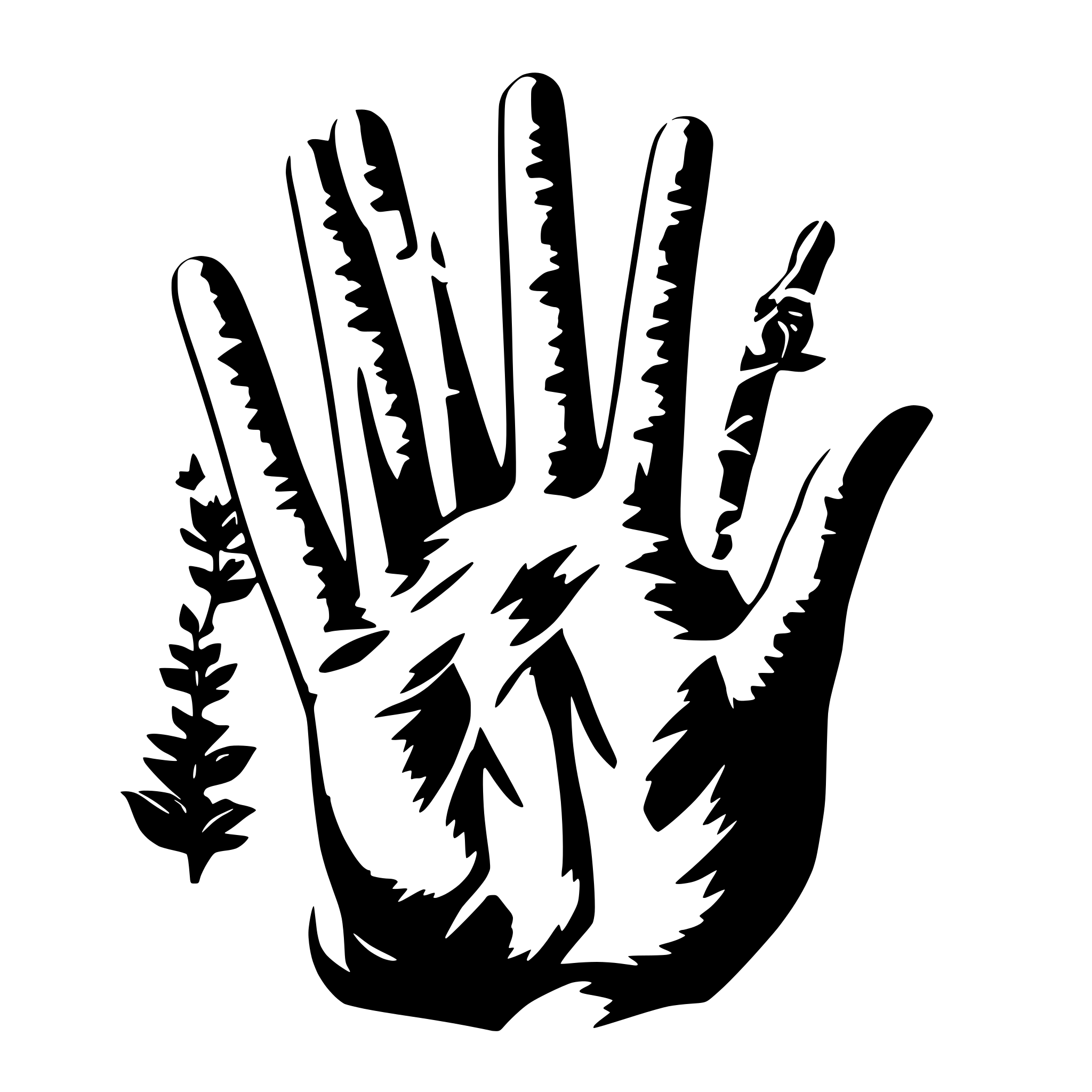 AI-generated SVG of a simple geometric shapes, layered over a hand reaching for something