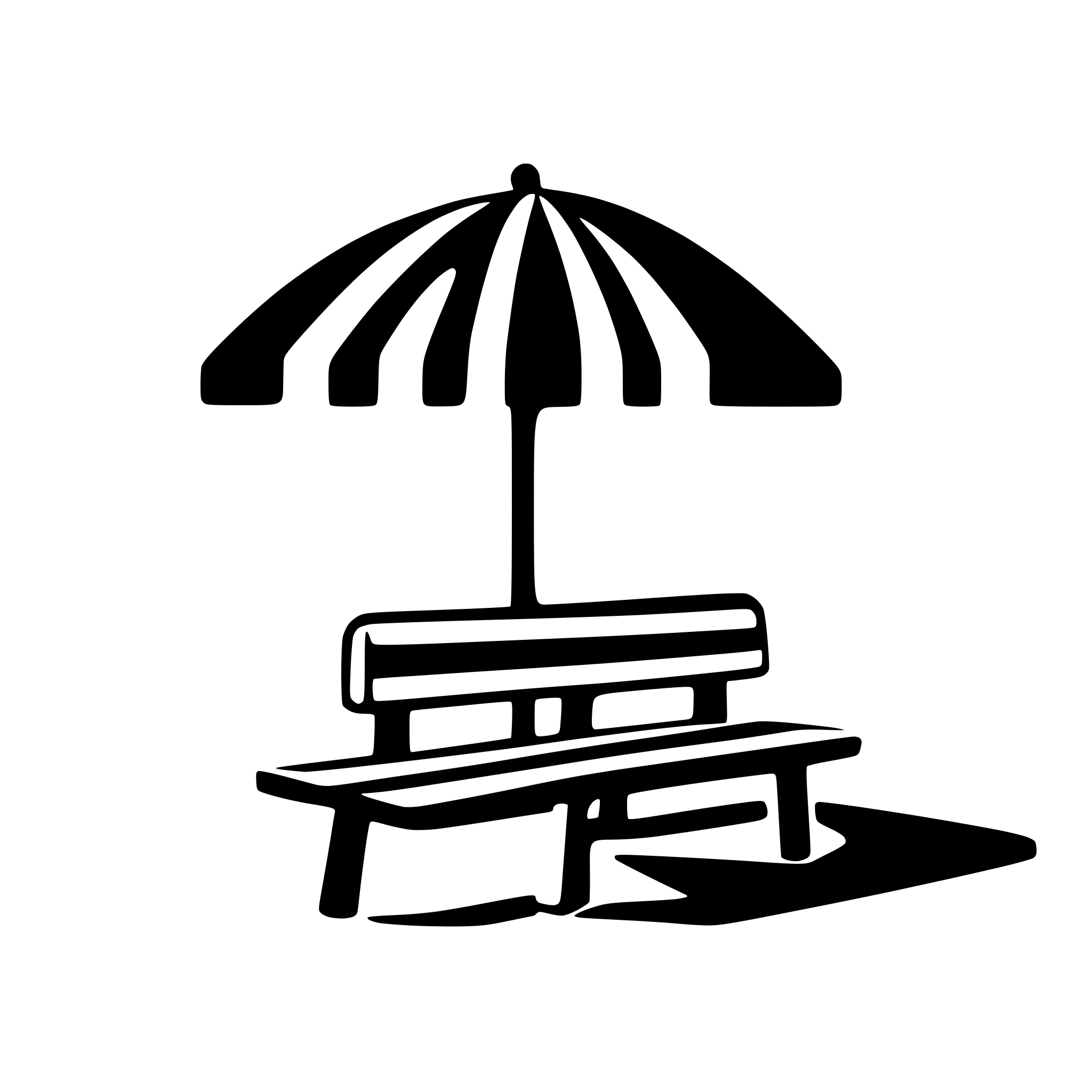 AI-generated SVG of 'bench table sunny umbrella shelter  patio street'