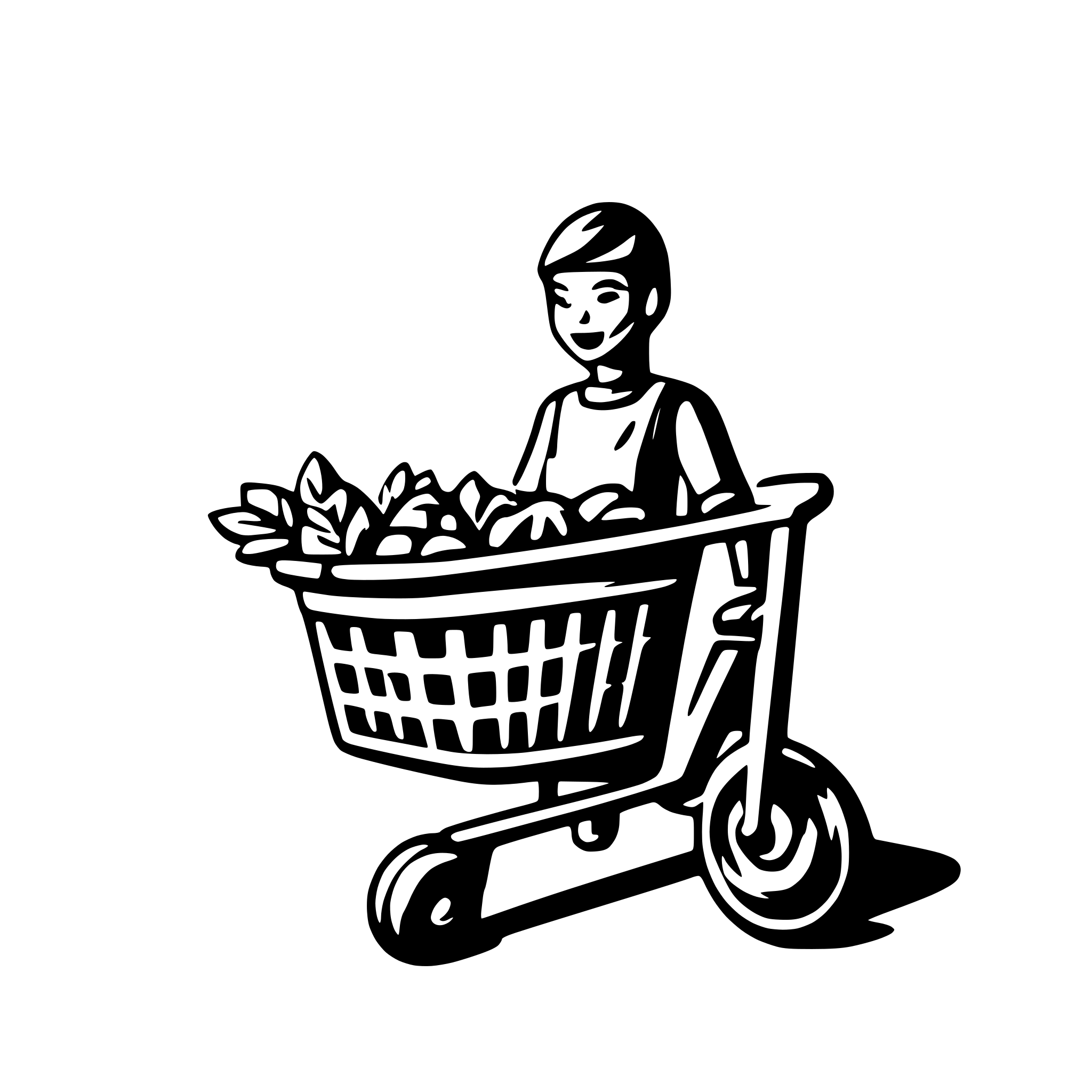AI-generated SVG of 'a logo for a fresh produce delivery app, using a shopping cart and a delivery motorcycle for inspiration, include fresh produce in a basket'