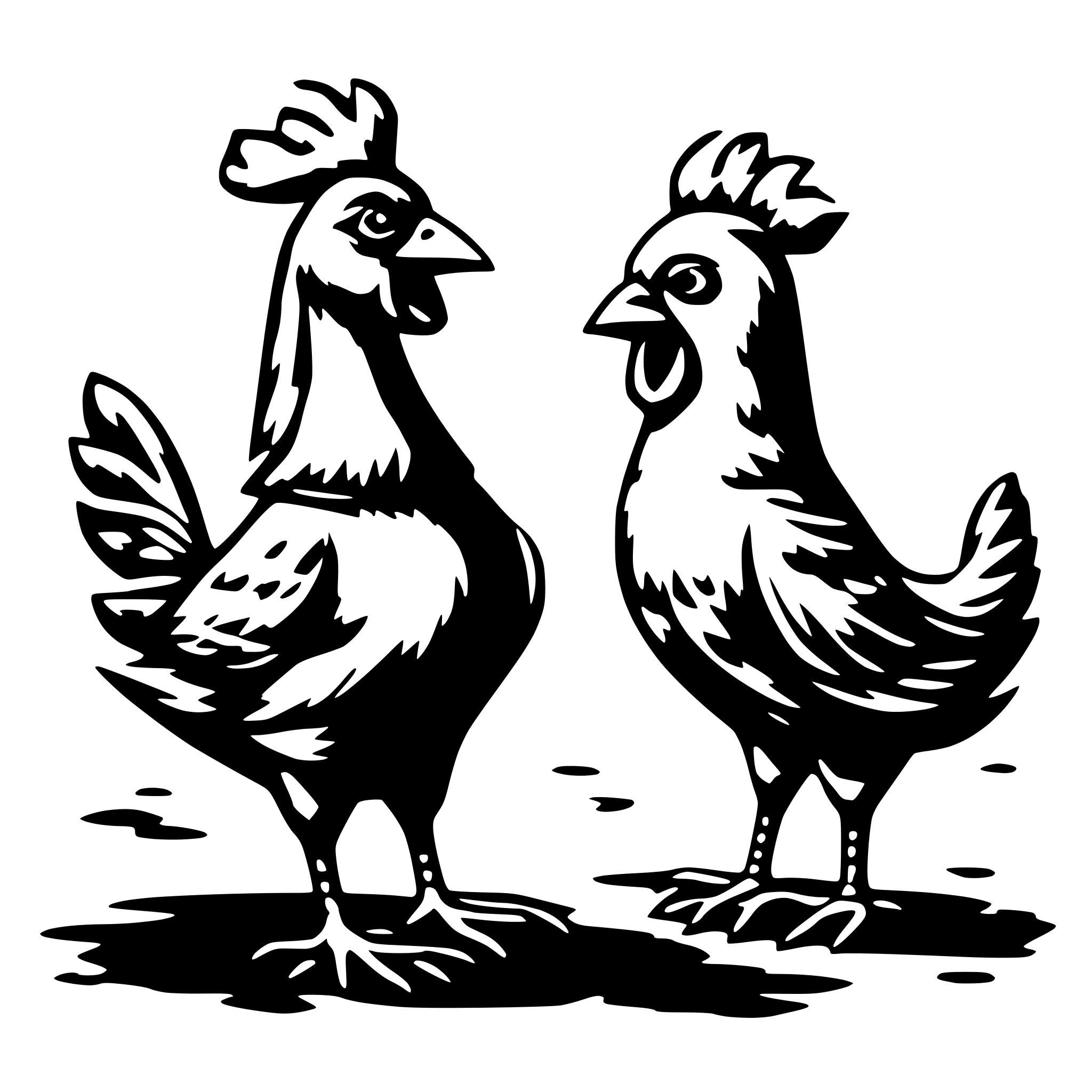 AI-generated SVG of a rooter and hen arguing