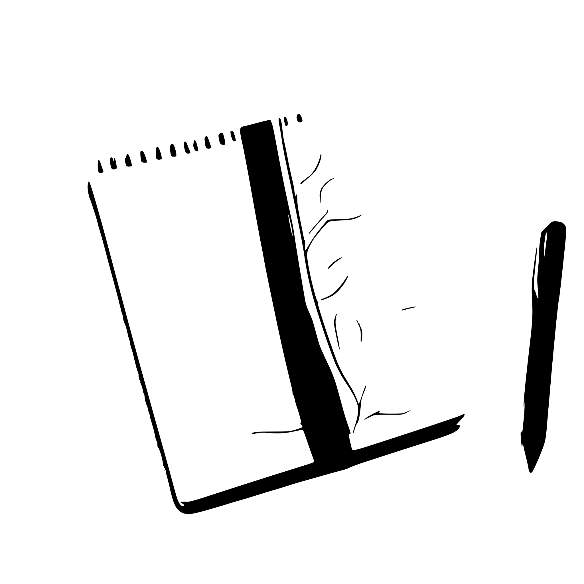 AI-generated SVG of a a business-like top-flipping spiral-bound notepad with white paper, blue lines and a margin indicated with a vertical red line