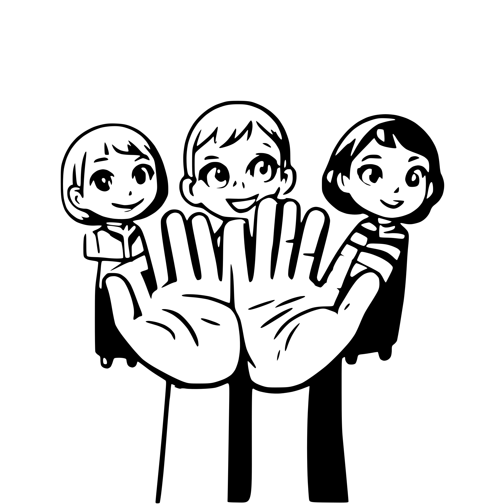 AI-generated SVG of a 12 boys and girls holdng hands
