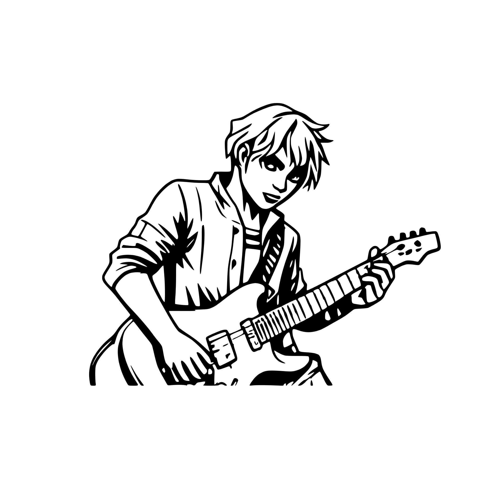 AI-generated SVG of a a man, playing an electric guitar, the comic style, front view AI-generated SVG of a a man, playing an electric guitar, the comic style, front view