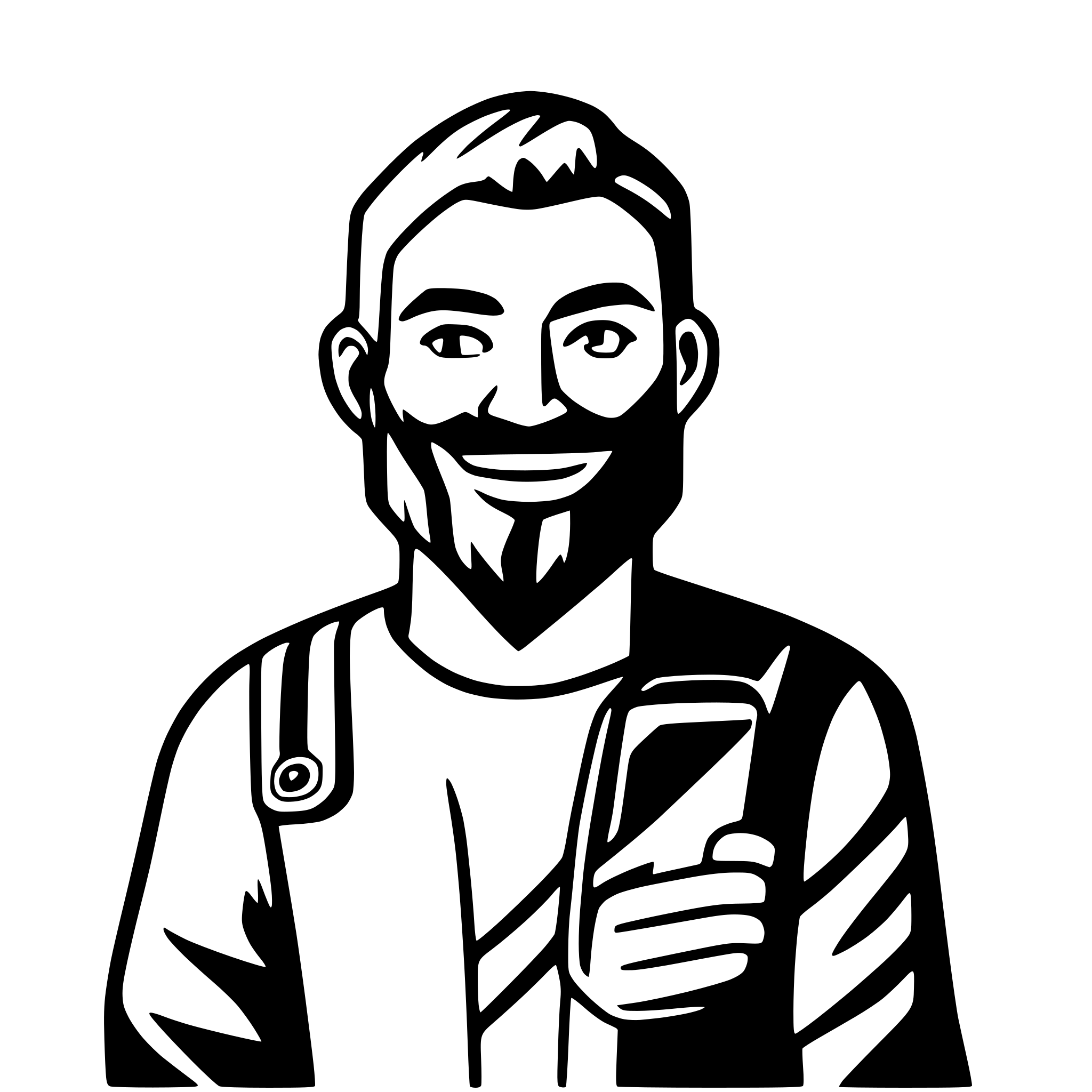 AI-generated SVG of a cell phone company logo with a bearded smiling man
