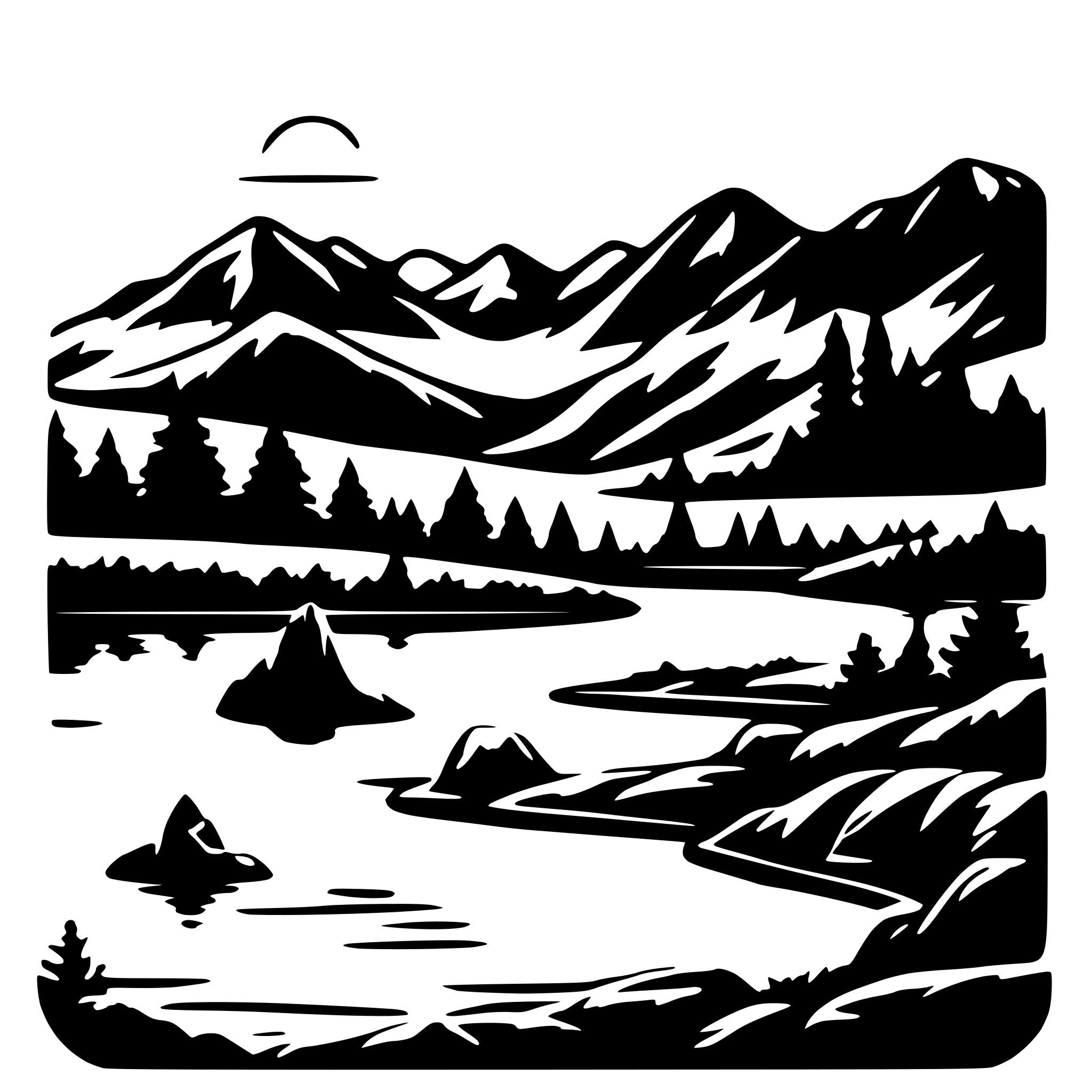AI-generated SVG of 'simple svg file sunrise mountain river for leather tooling print and cut with cricut'