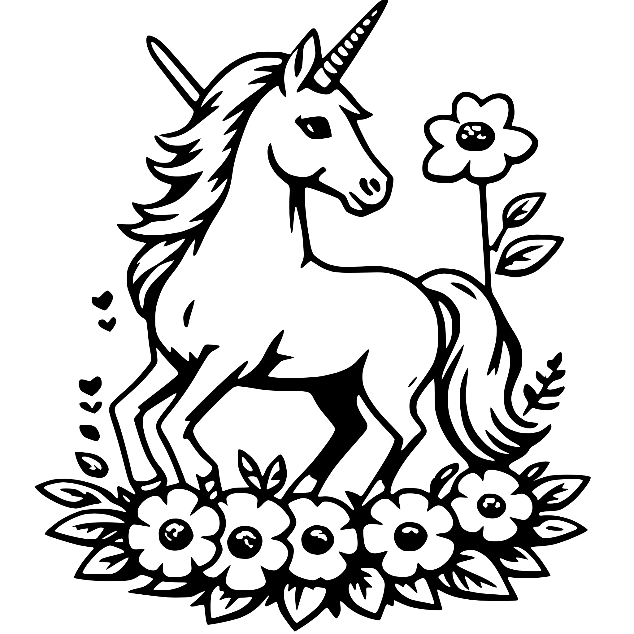 AI-generated SVG of a unicorn with flowers
