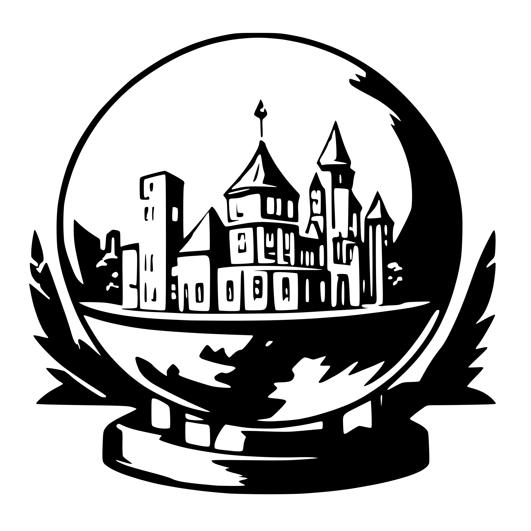 AI-generated SVG of 'Small globe with buildingd'