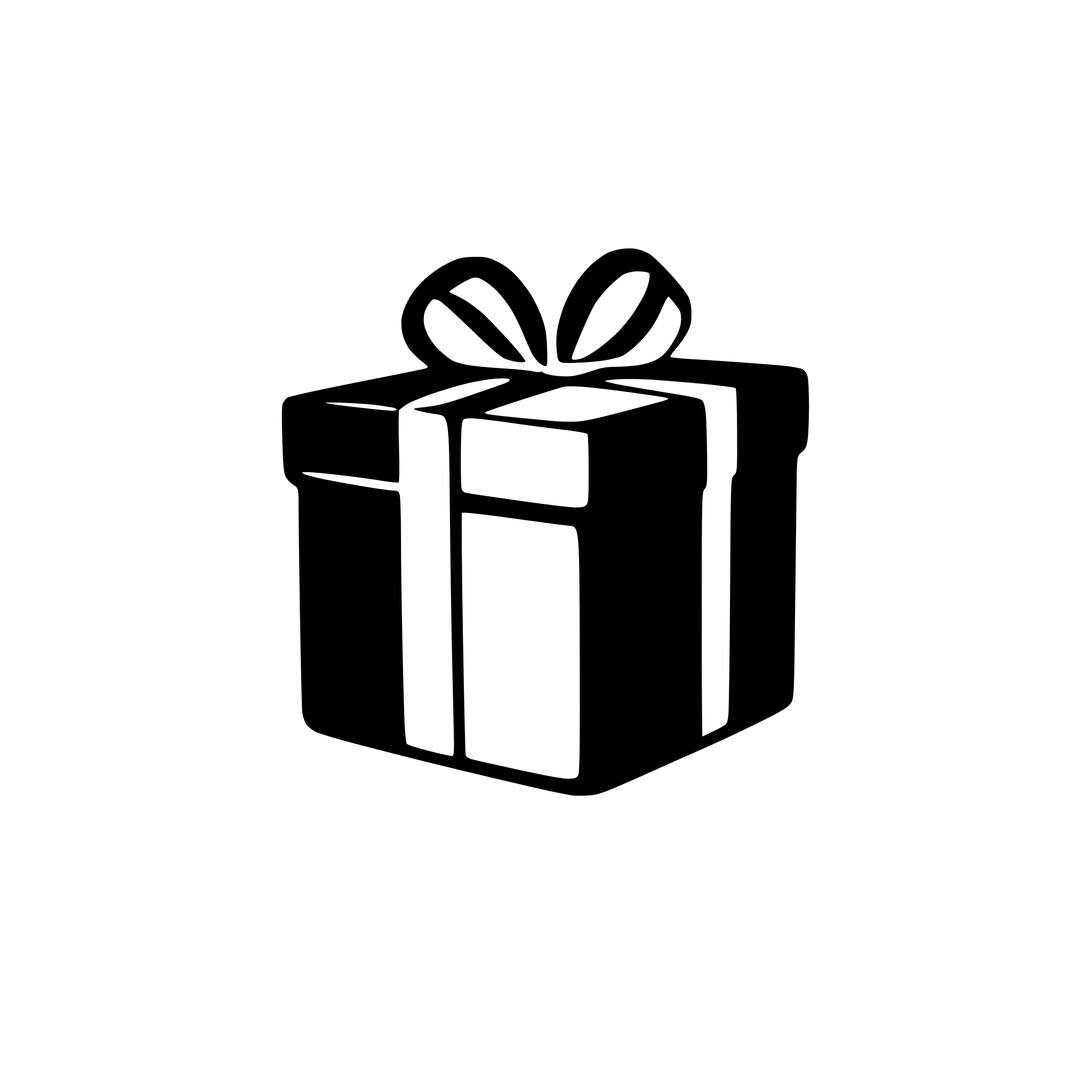 AI-generated SVG of a a silhouette of a gift box black filled with a white background