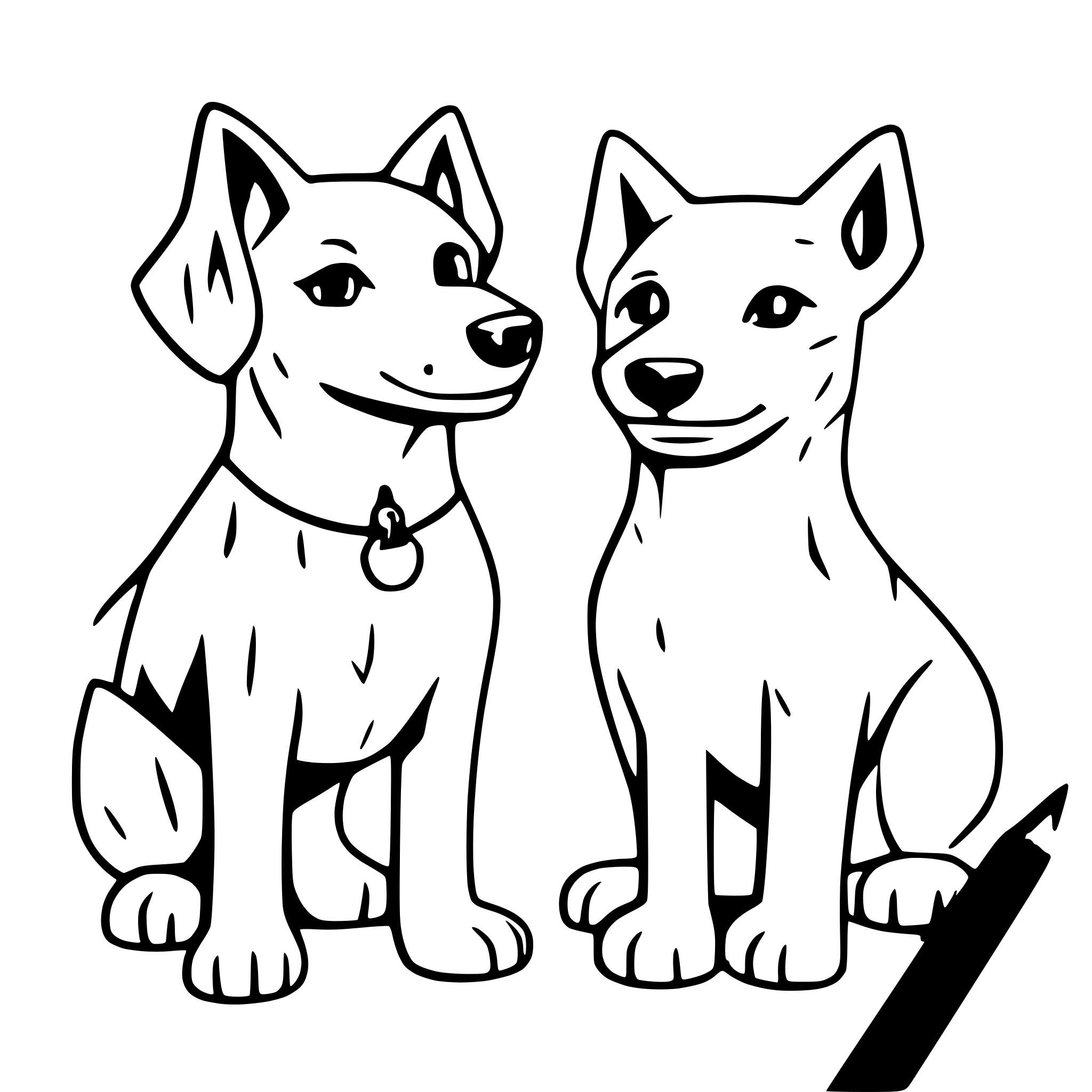 AI-generated SVG of 'trace the two dogs'