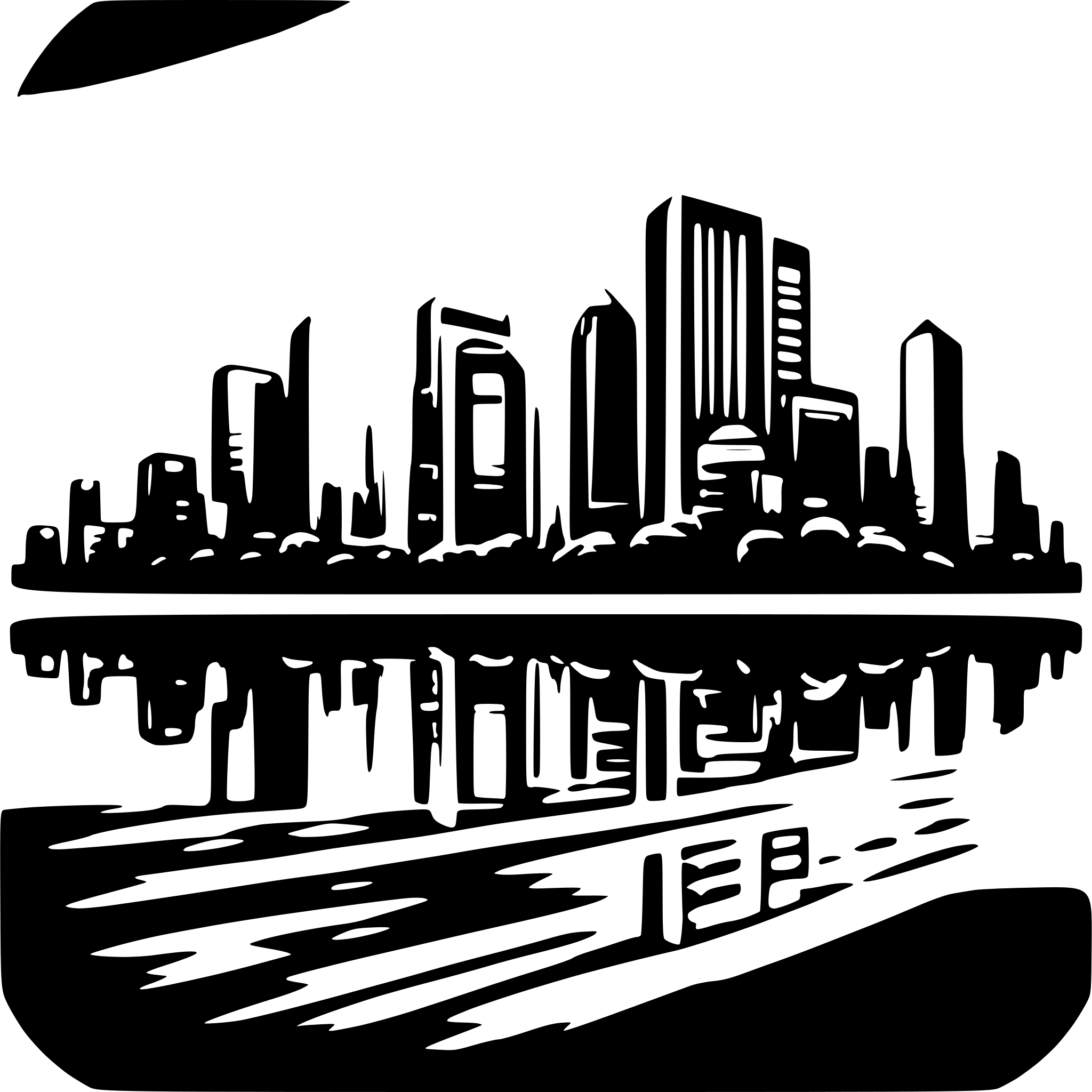 AI-generated SVG of a dark theme. city skyline vs electronic