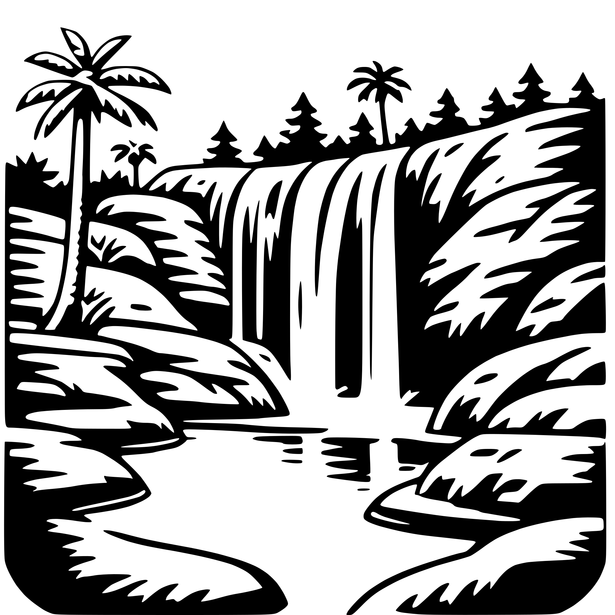 AI-generated SVG of 'jungle waterfall swim'