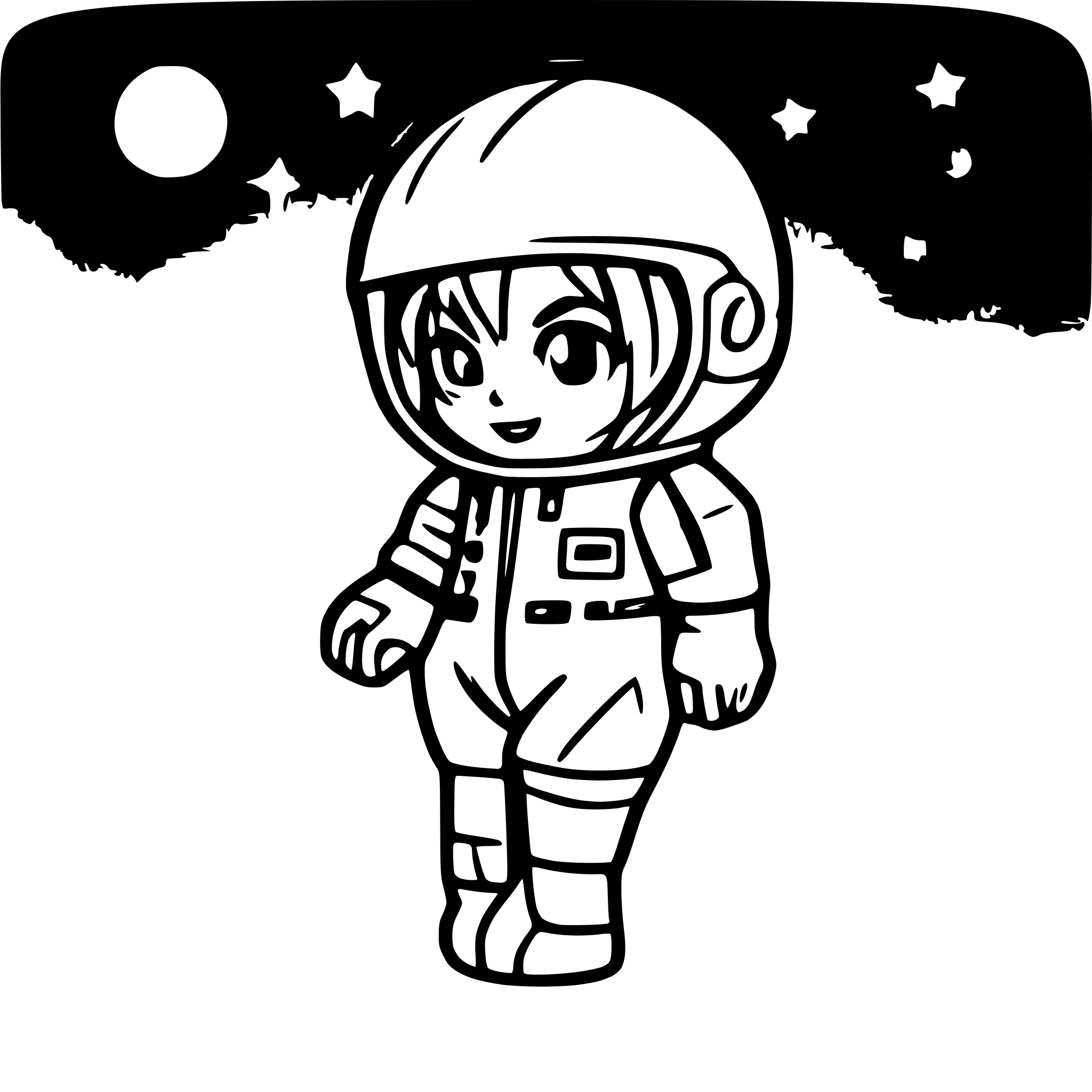 AI-generated SVG of a astronaut floating between stars