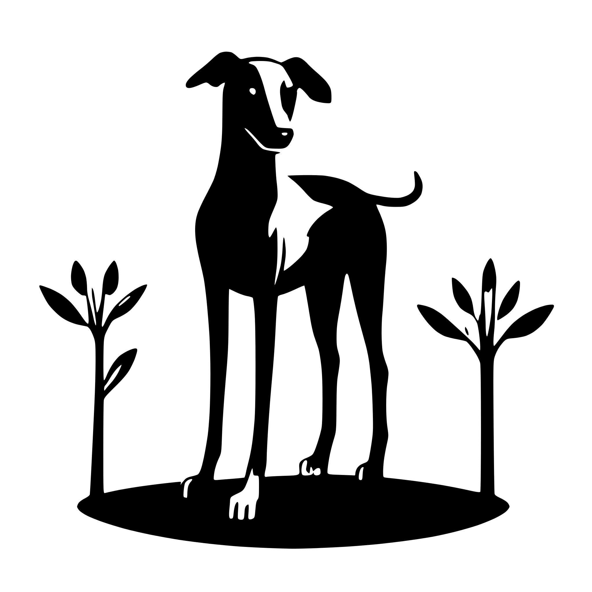 AI-generated SVG of a A greyhound that is peeing on a flower