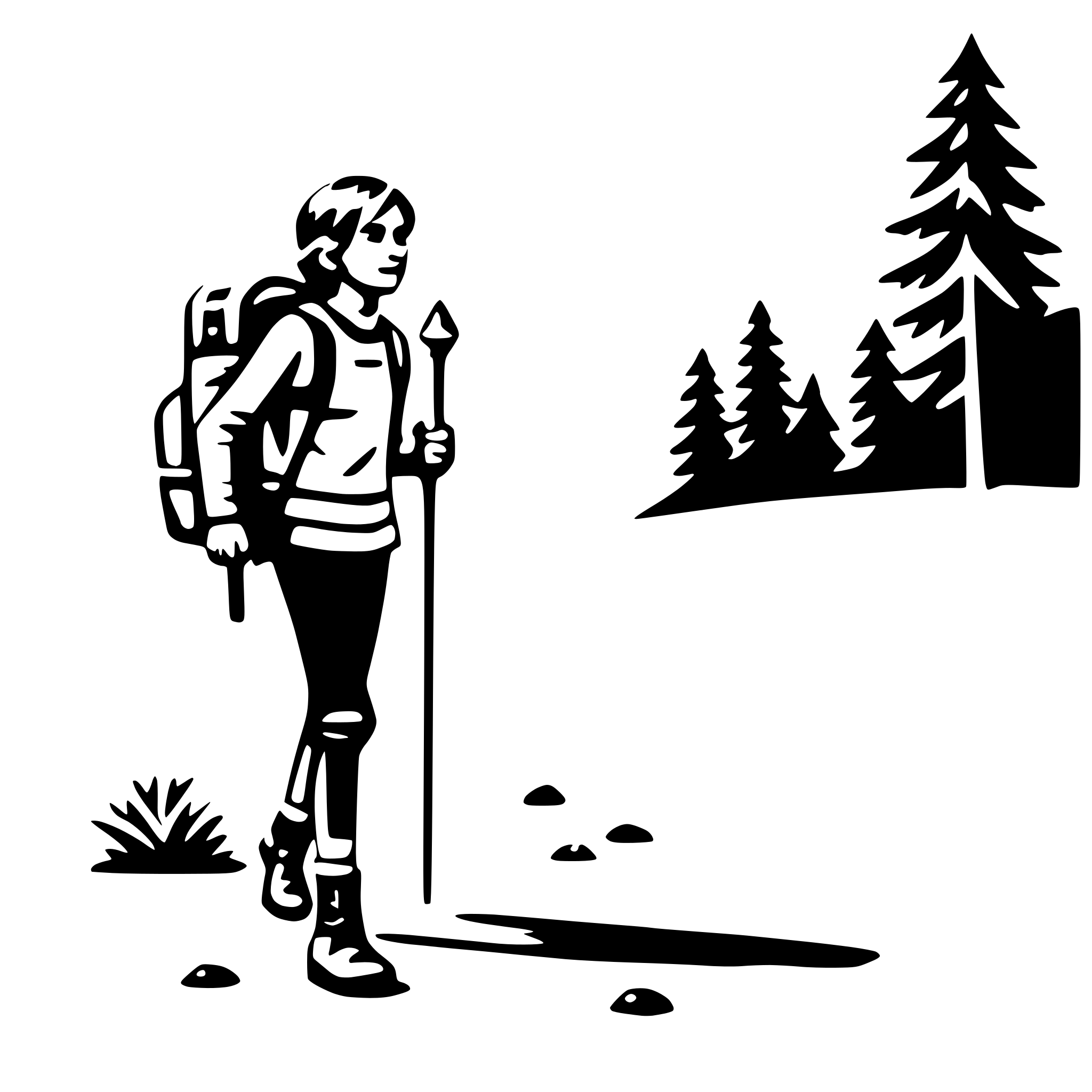 AI-generated SVG of 'hiking with backpack'