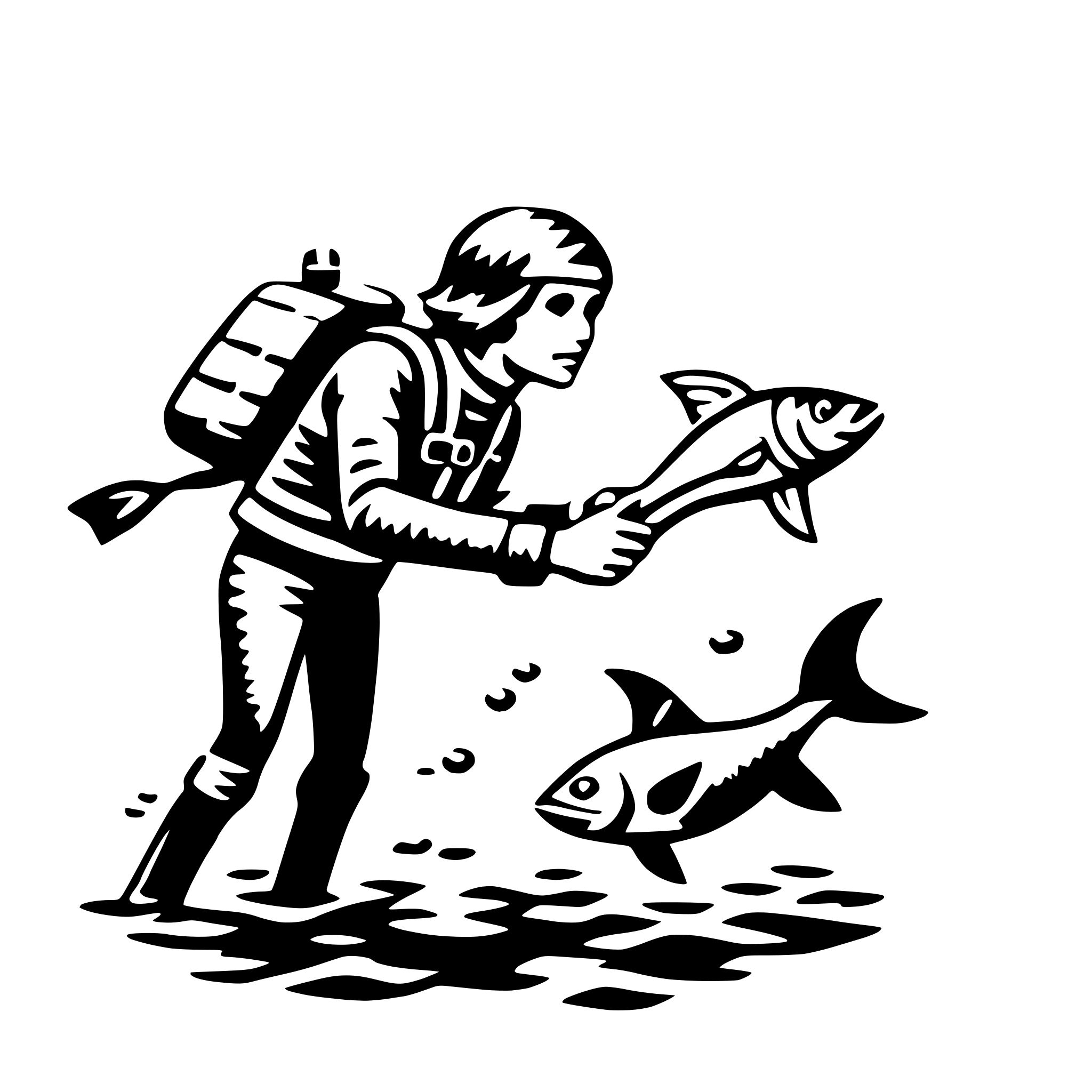 AI-generated SVG of a scuba diver with fish