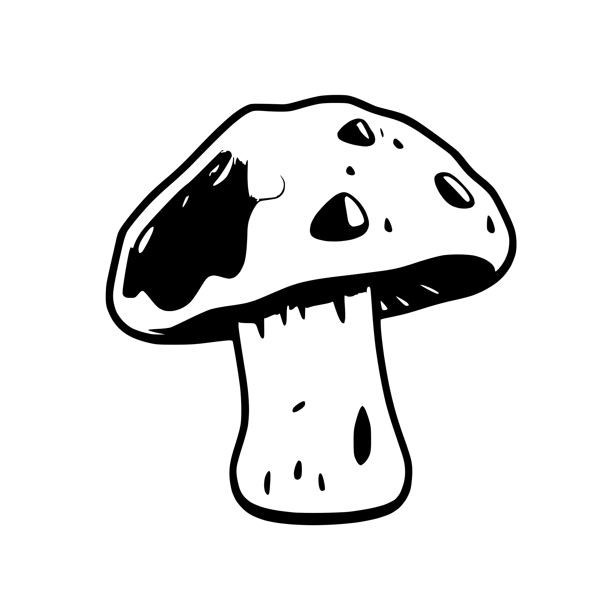 AI-generated SVG of a wolf's bane mushroom cap, ghost, cartoon spooky