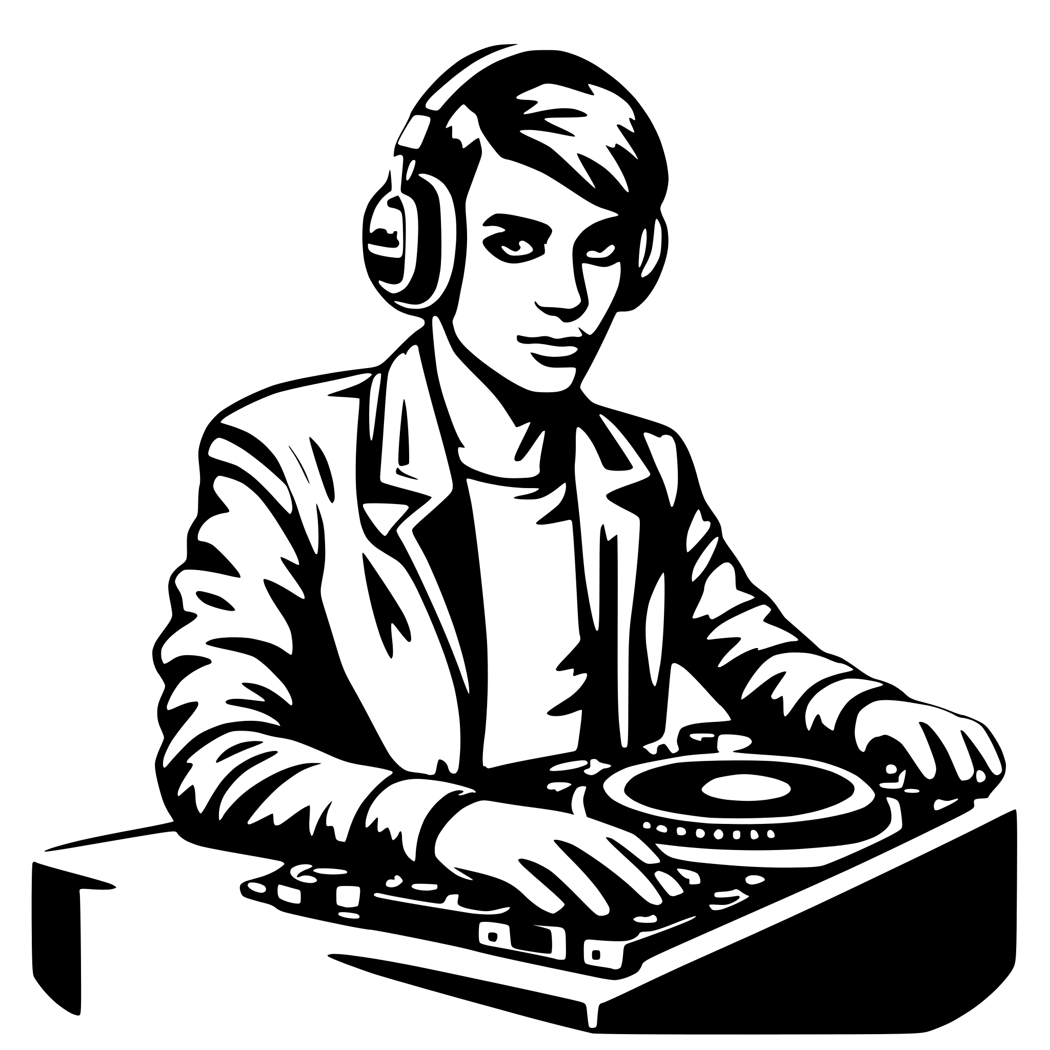 AI-generated SVG of 'DJ'