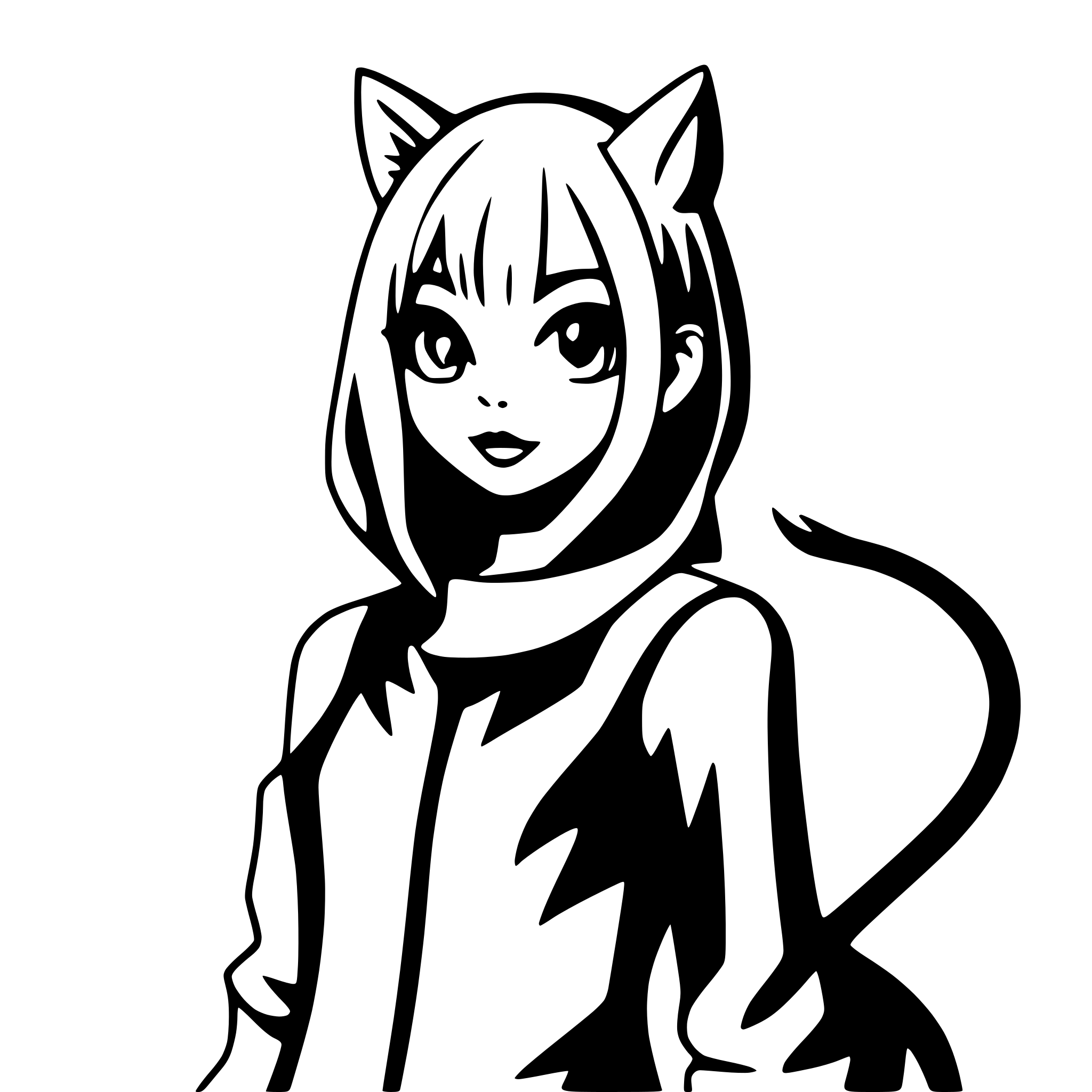 AI-generated SVG of 'sideways laying down cat girl'