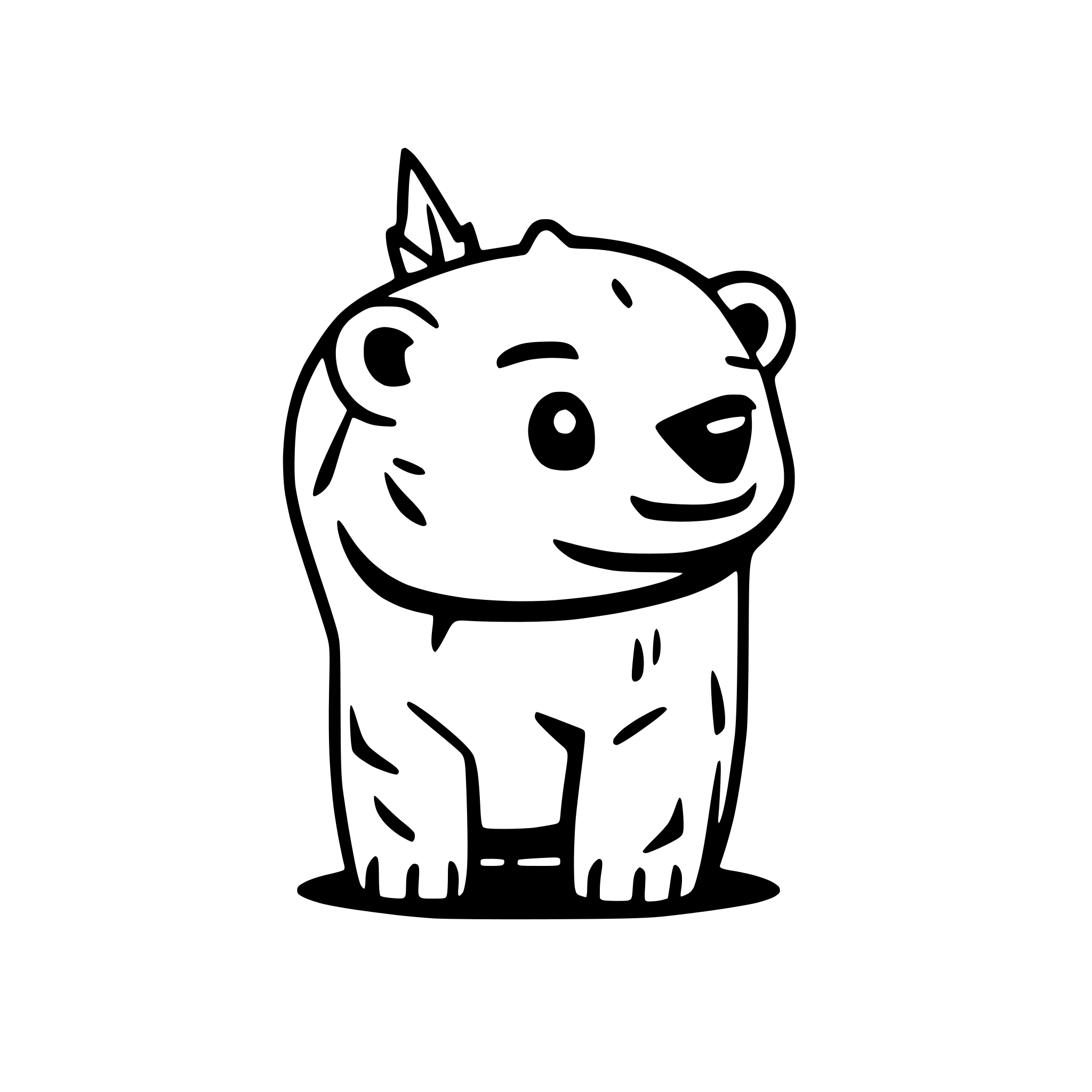 AI-generated SVG of a the head of a cute cartoon polar bear cub. its' tongue is sticking out and it has an arrow through its' head.