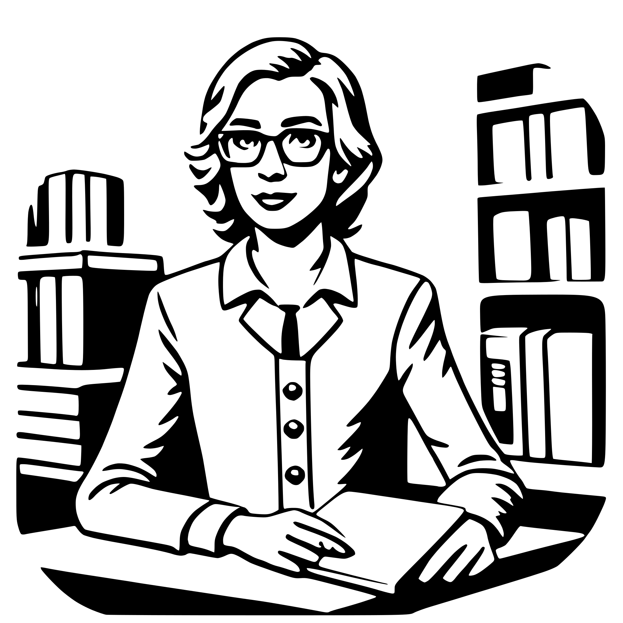 AI-generated SVG of a librarian