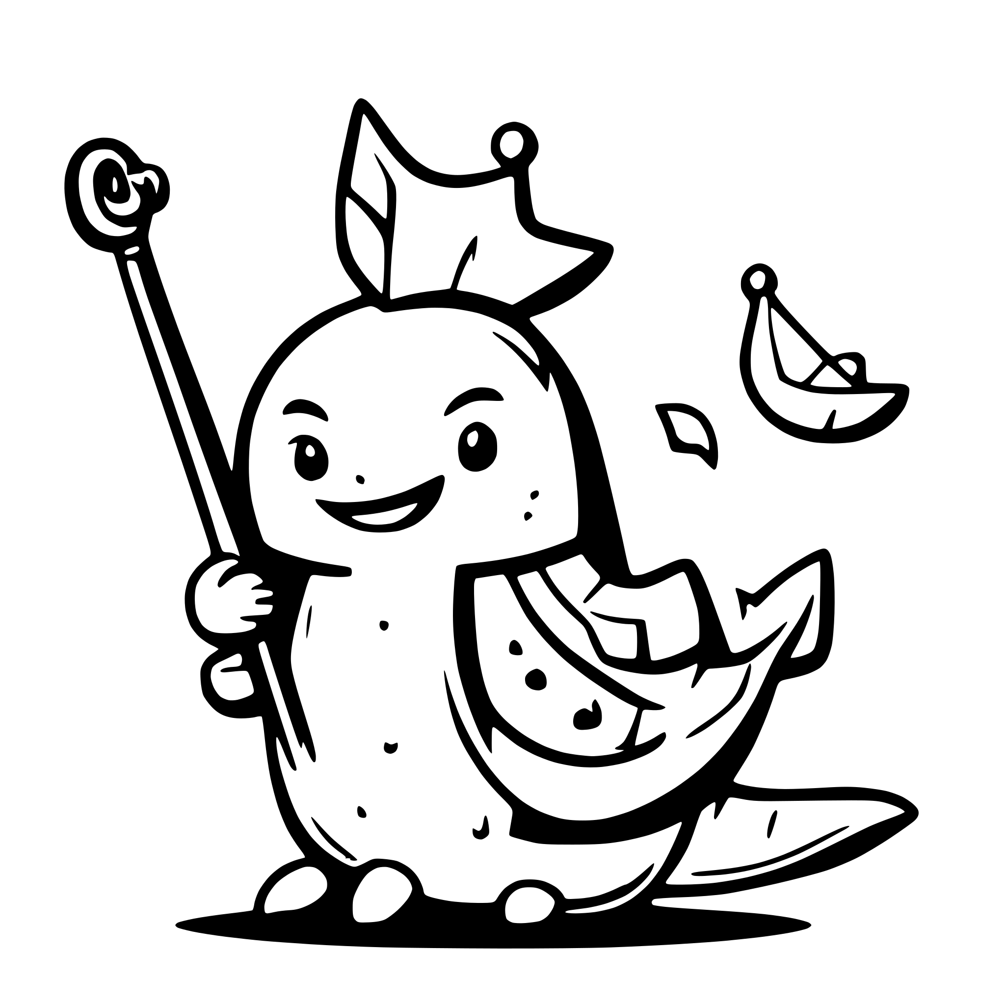 AI-generated SVG of 'a cute magical whale playing a lute'