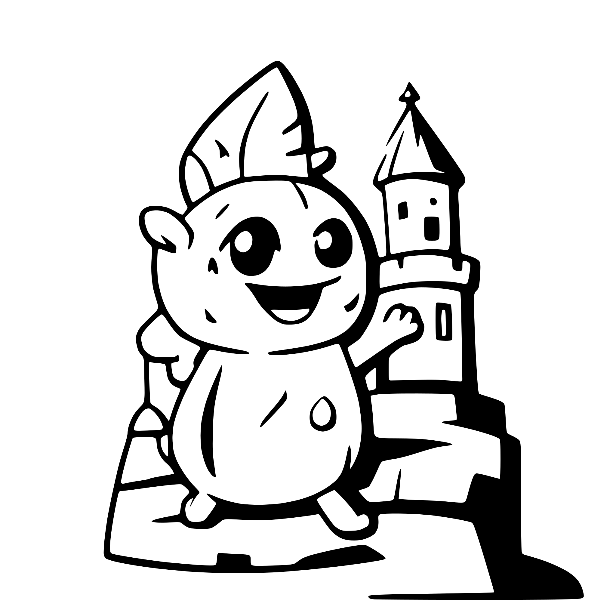 AI-generated SVG of a Cute monster on a castle.