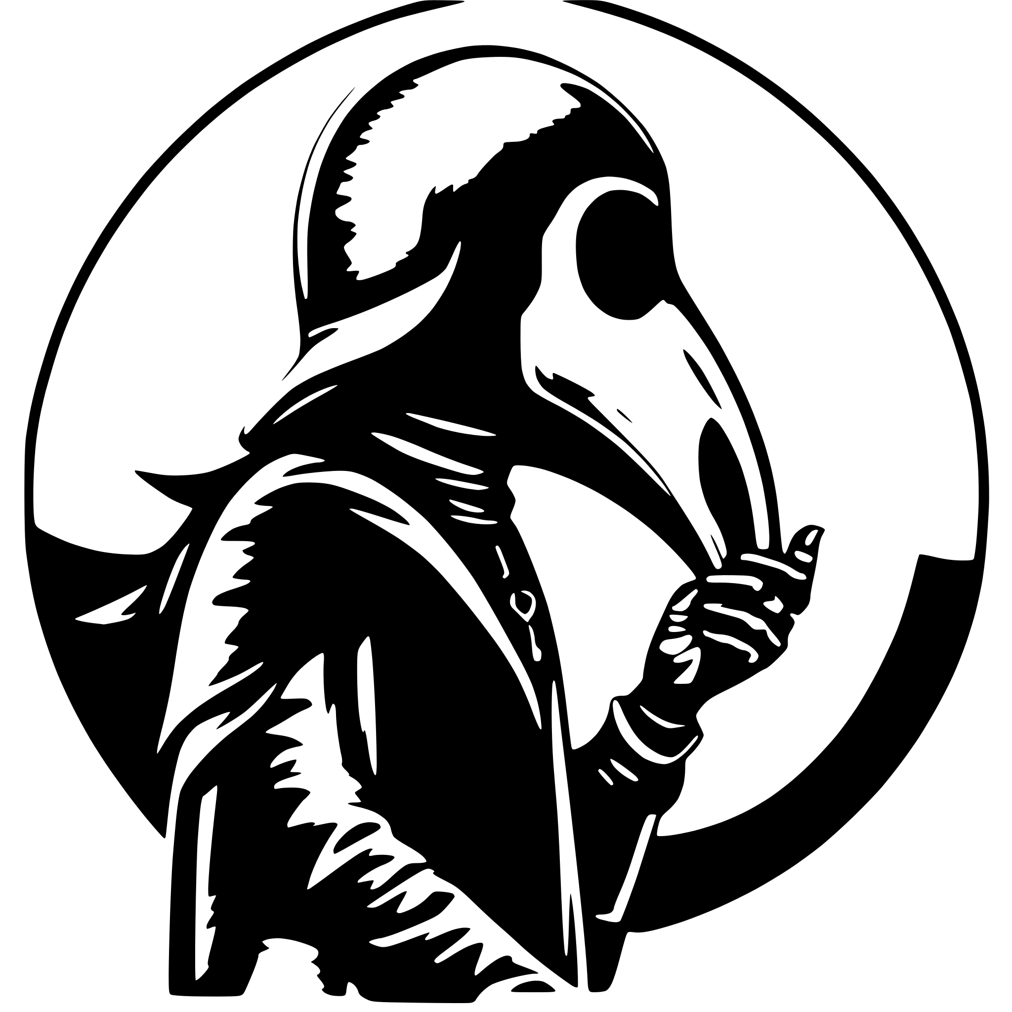 AI-generated SVG of 'Plague doctor crescent moon'