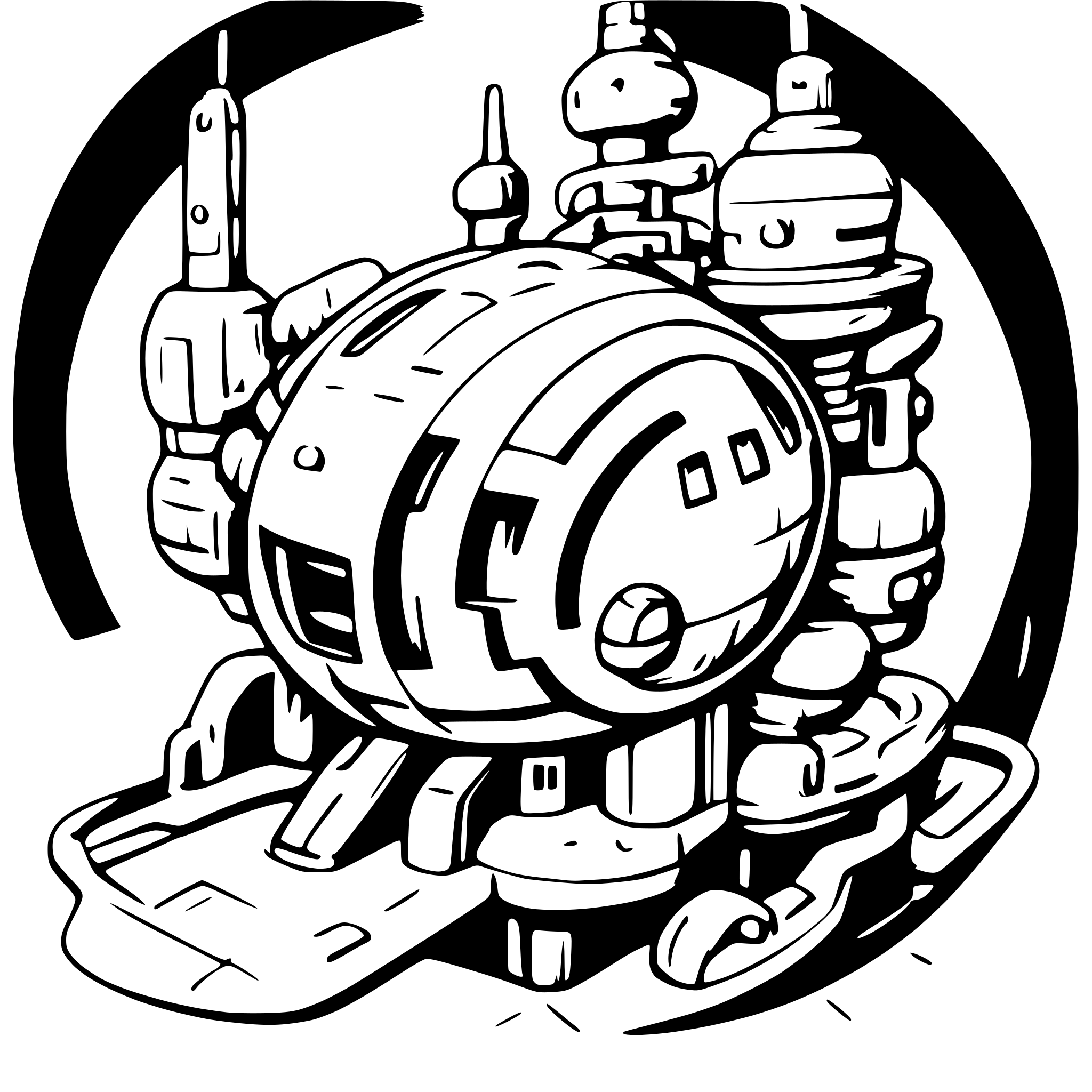 AI-generated SVG of a Futuristic space station with docking ports