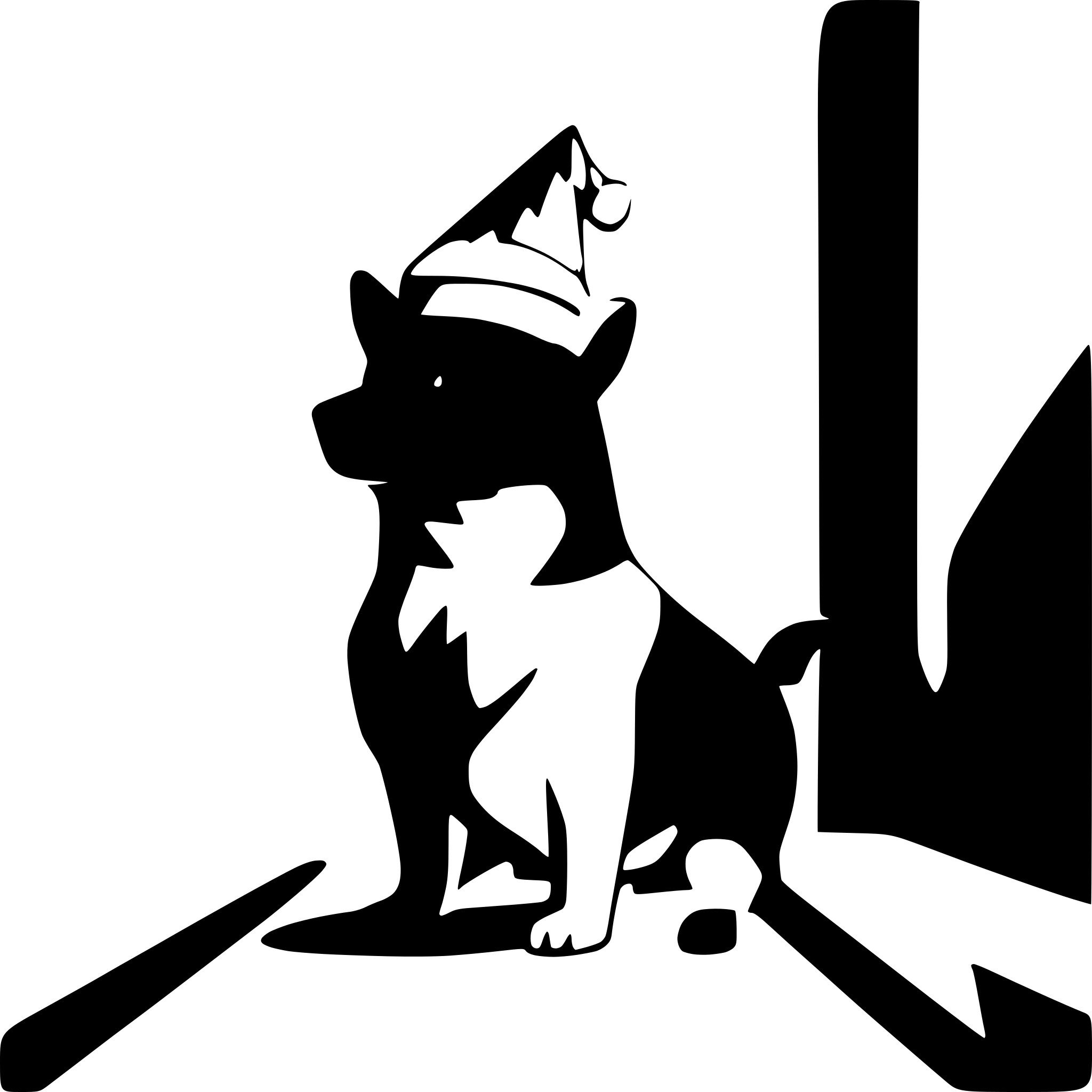AI-generated SVG of a silhouette of a corgi dog wearing santa hat