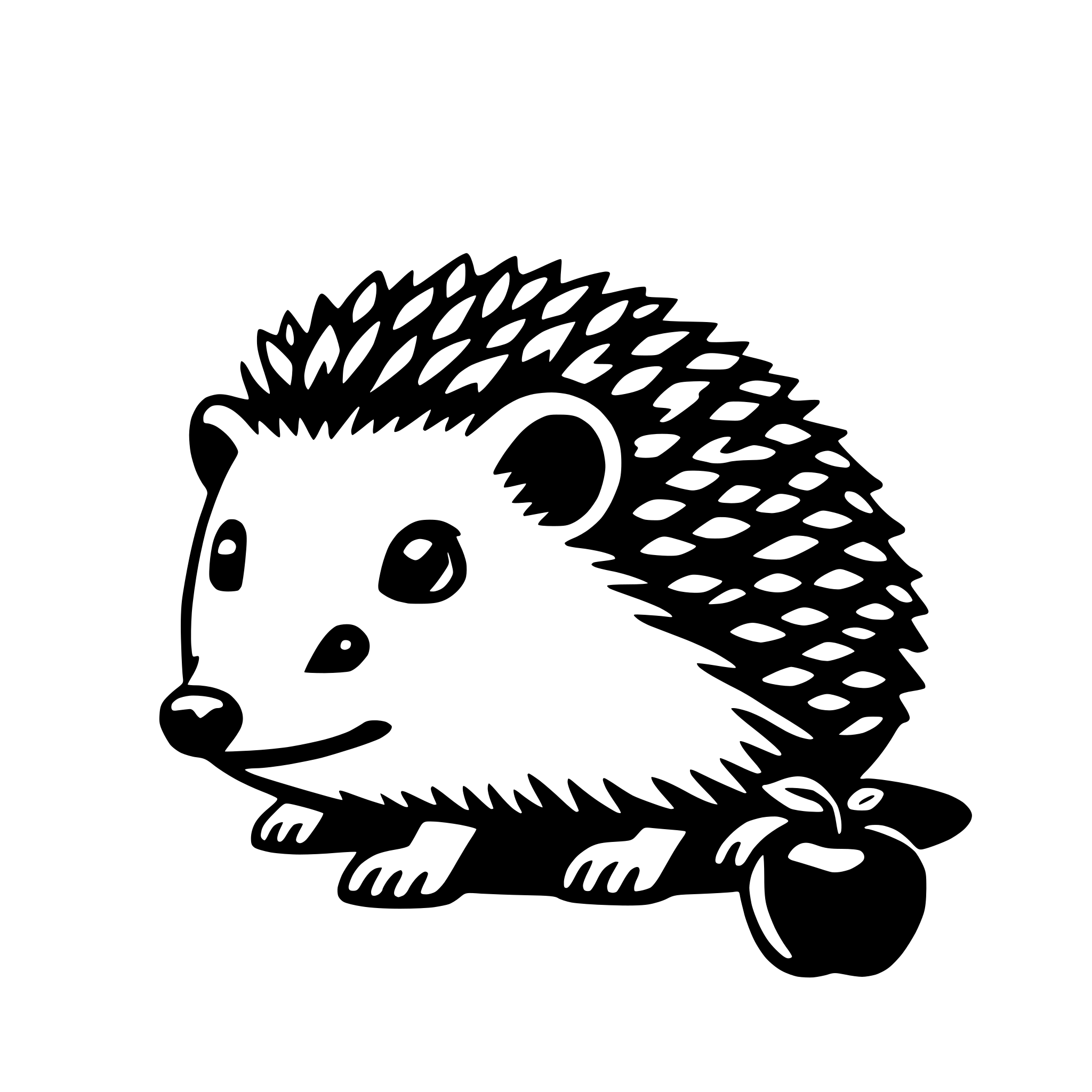 AI-generated SVG of a hedgehog with apple