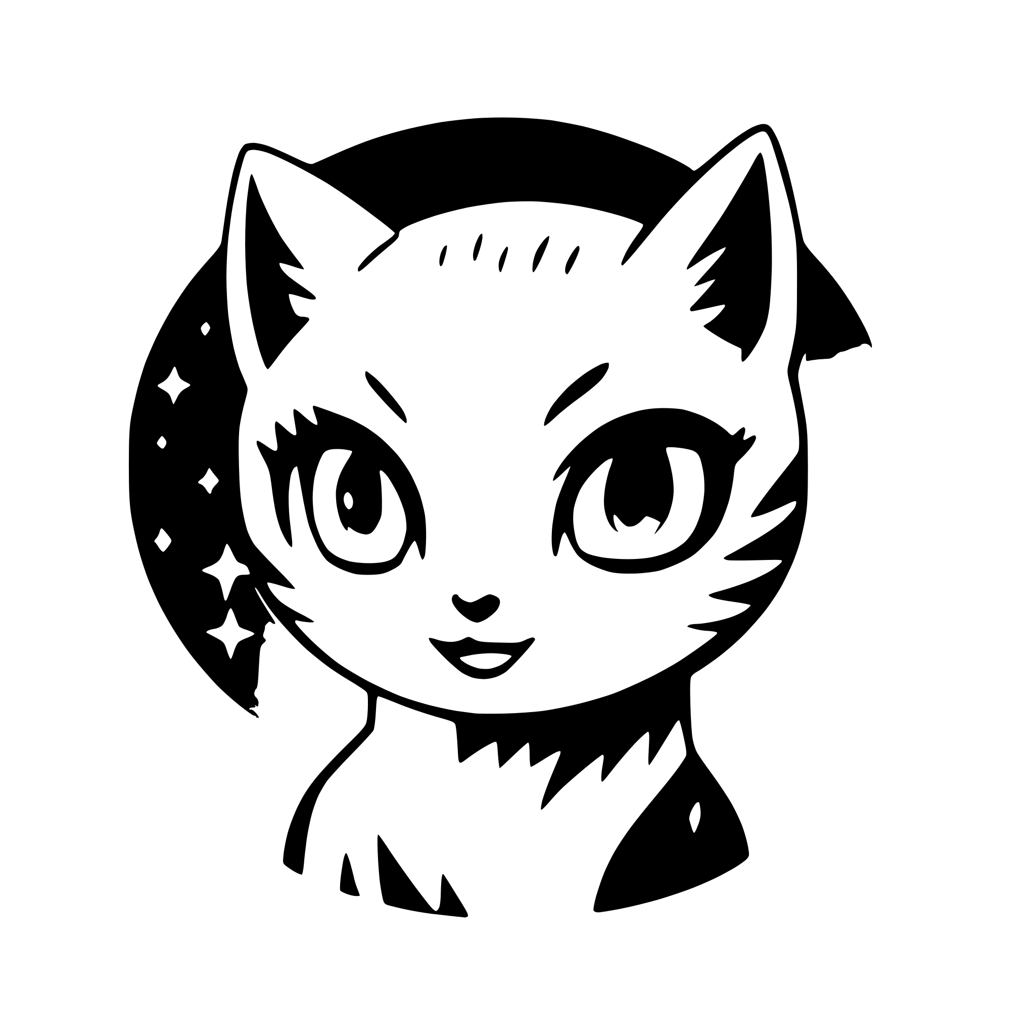 AI-generated SVG of a cat with cosmic eyes